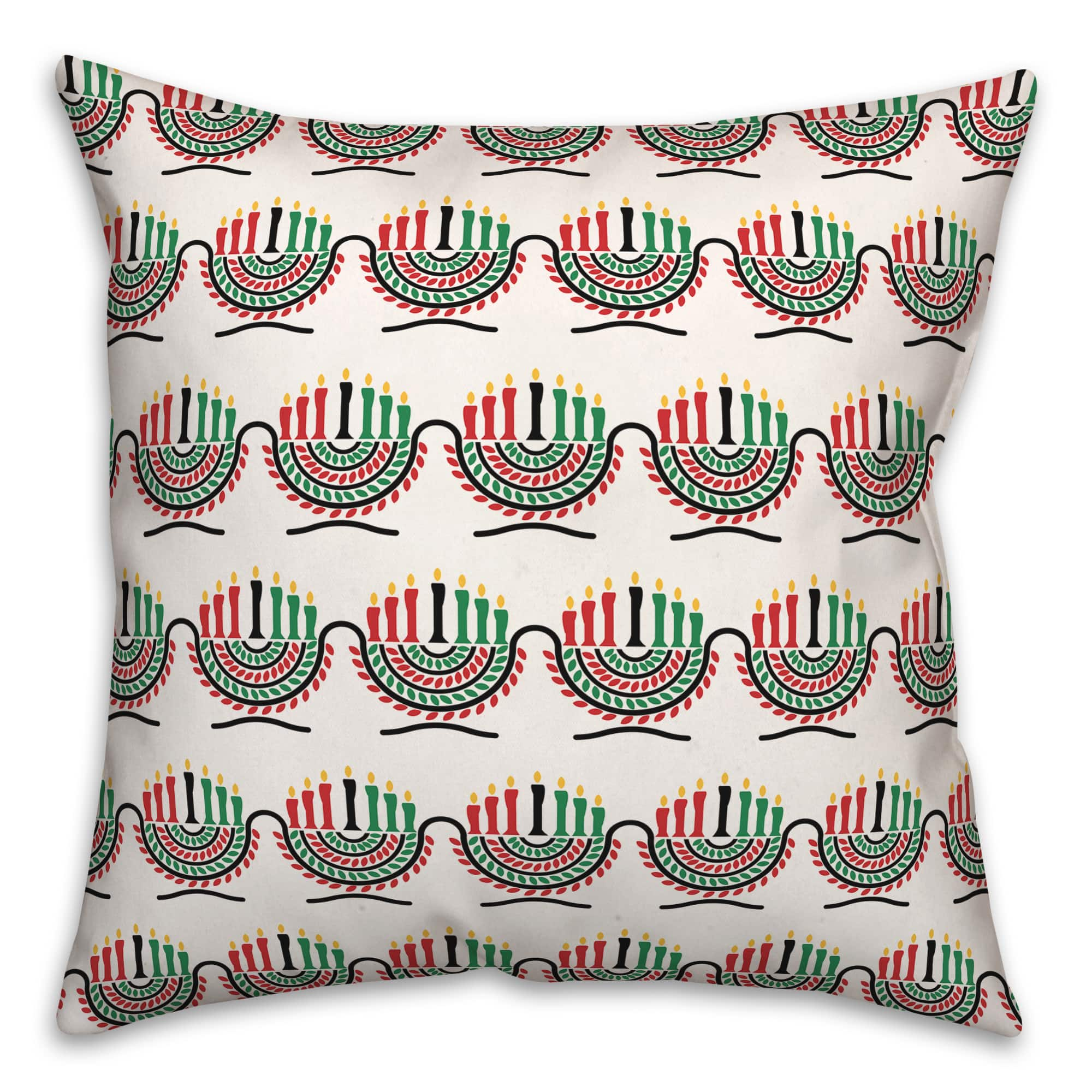 Kinara &#x26; Pattern Kwanzaa Throw Pillow