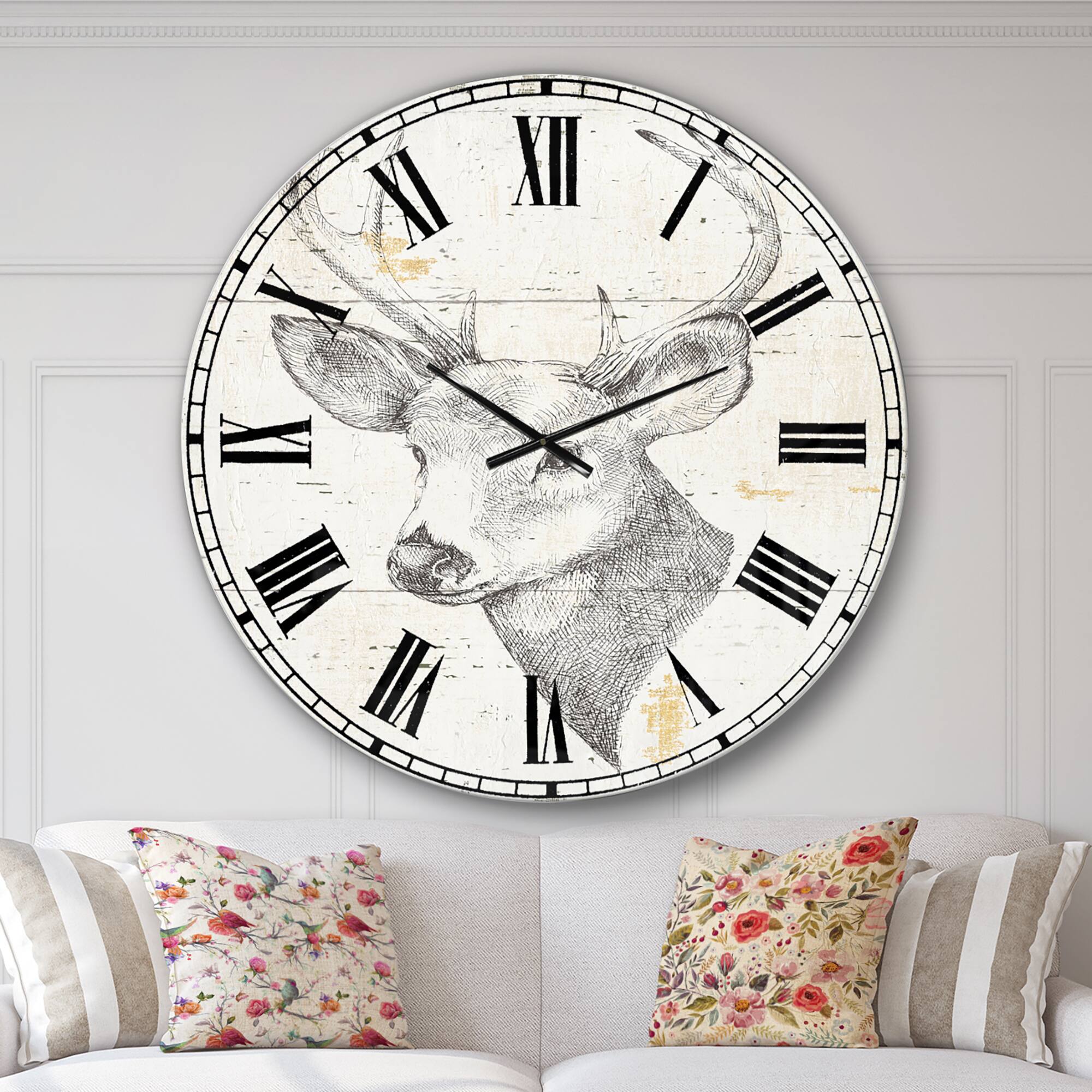 Designart Deer Wild &#x26; Beautiful II Traditional Wall Clock