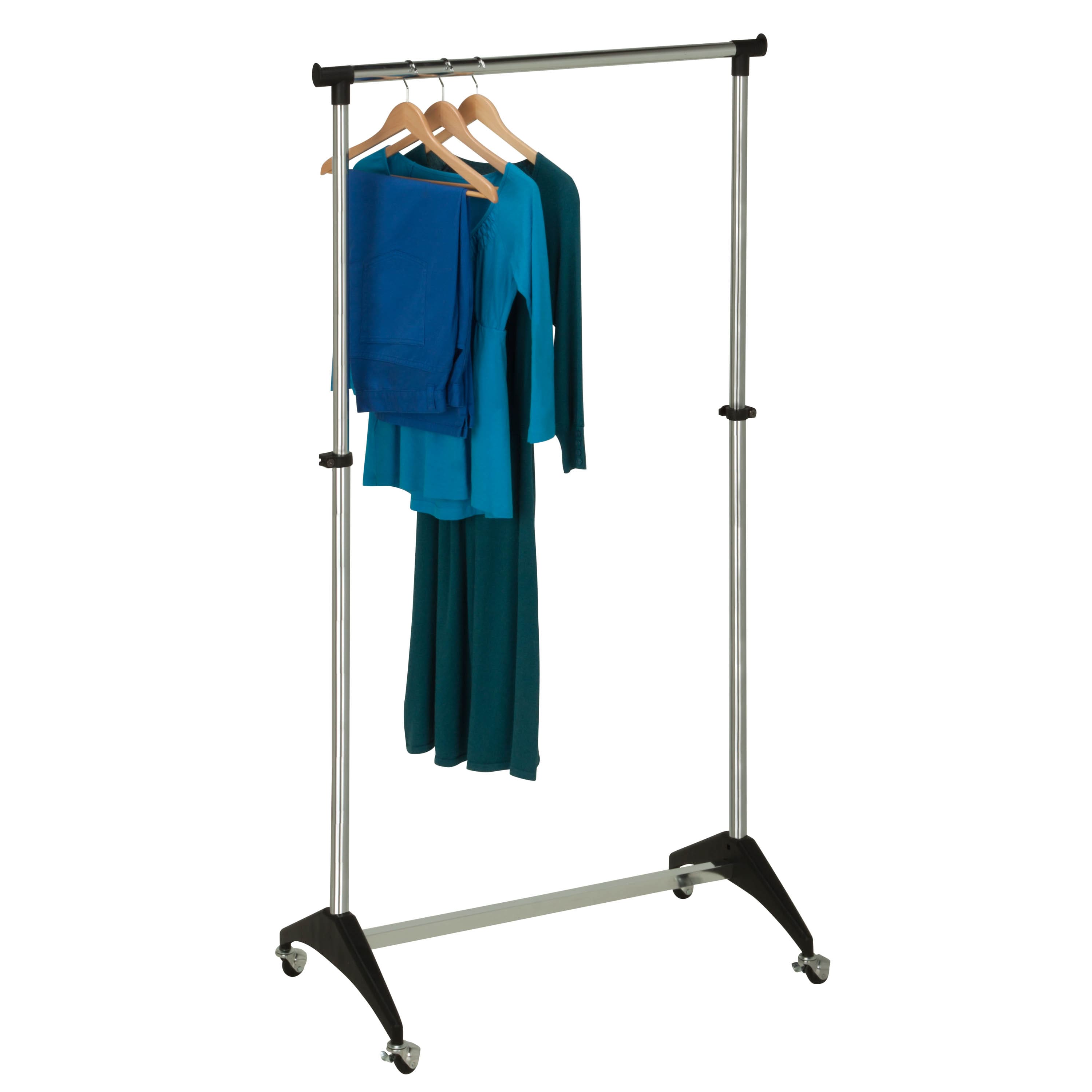 Honey Can Do Black Modern Adjustable Rolling Garment Rack