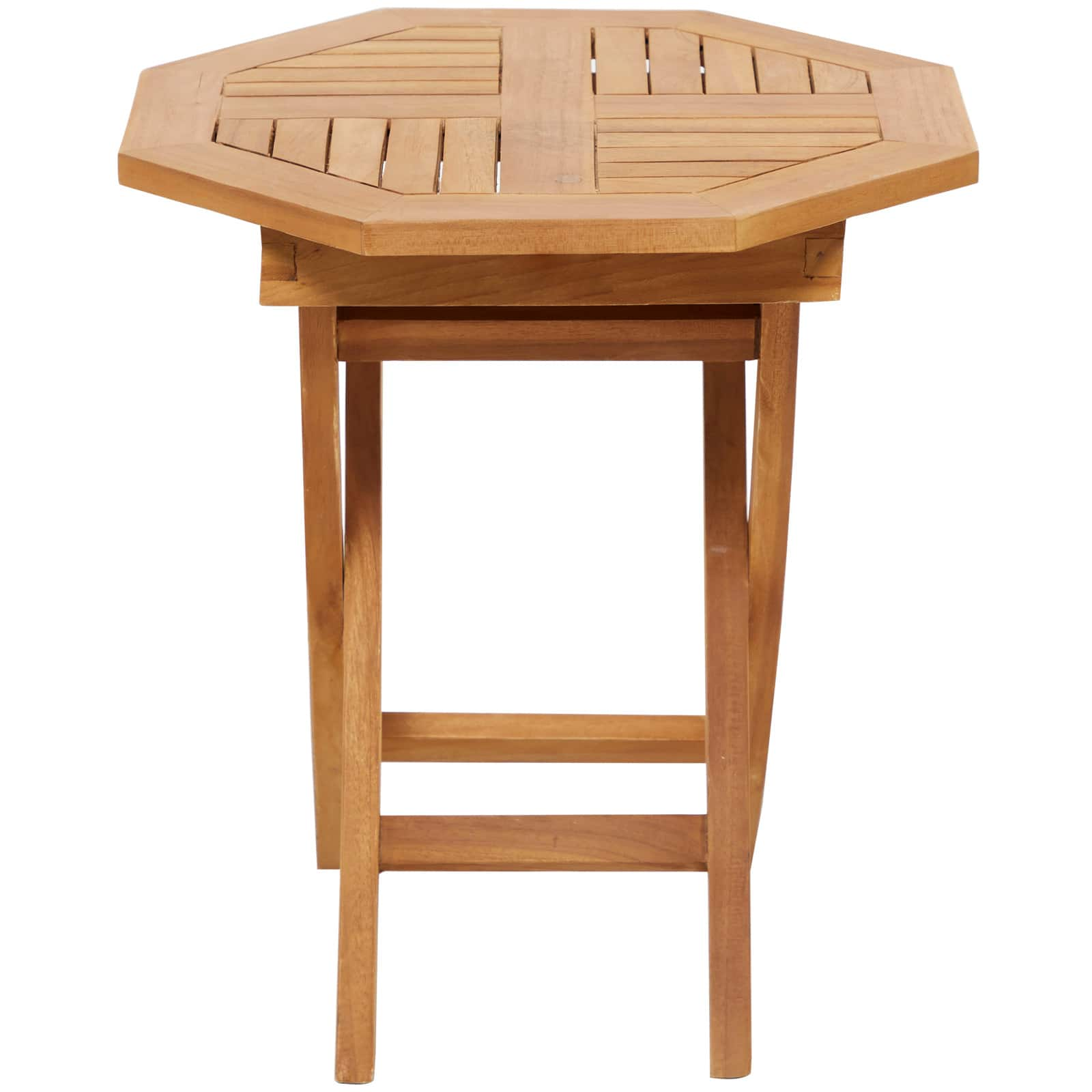 20&#x22; Brown Teak Wood Slatted Outdoor Accent Table