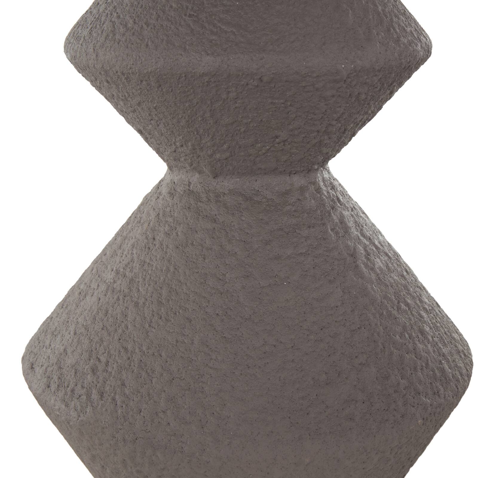 24.75" Dark Gray Metal Art Deco Fluted Decorative Vase