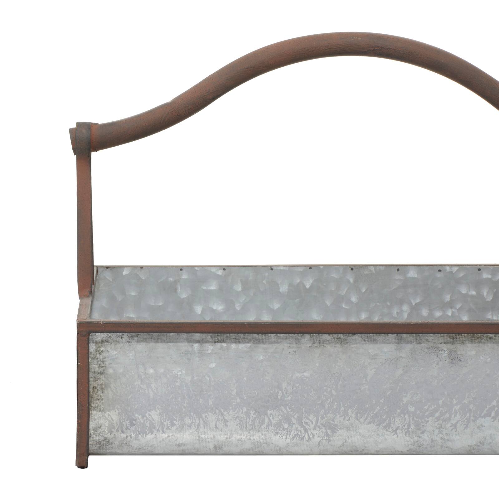 Gray Metal Farmhouse Handle Planter Set