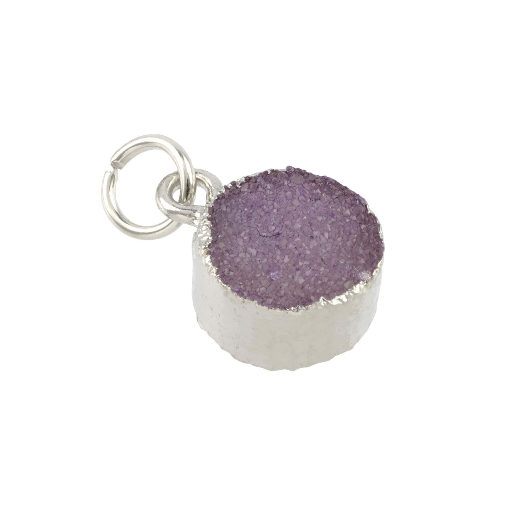 12 Pack: Round Violet Dyed Quartz Charm by Bead Landing&#x2122;