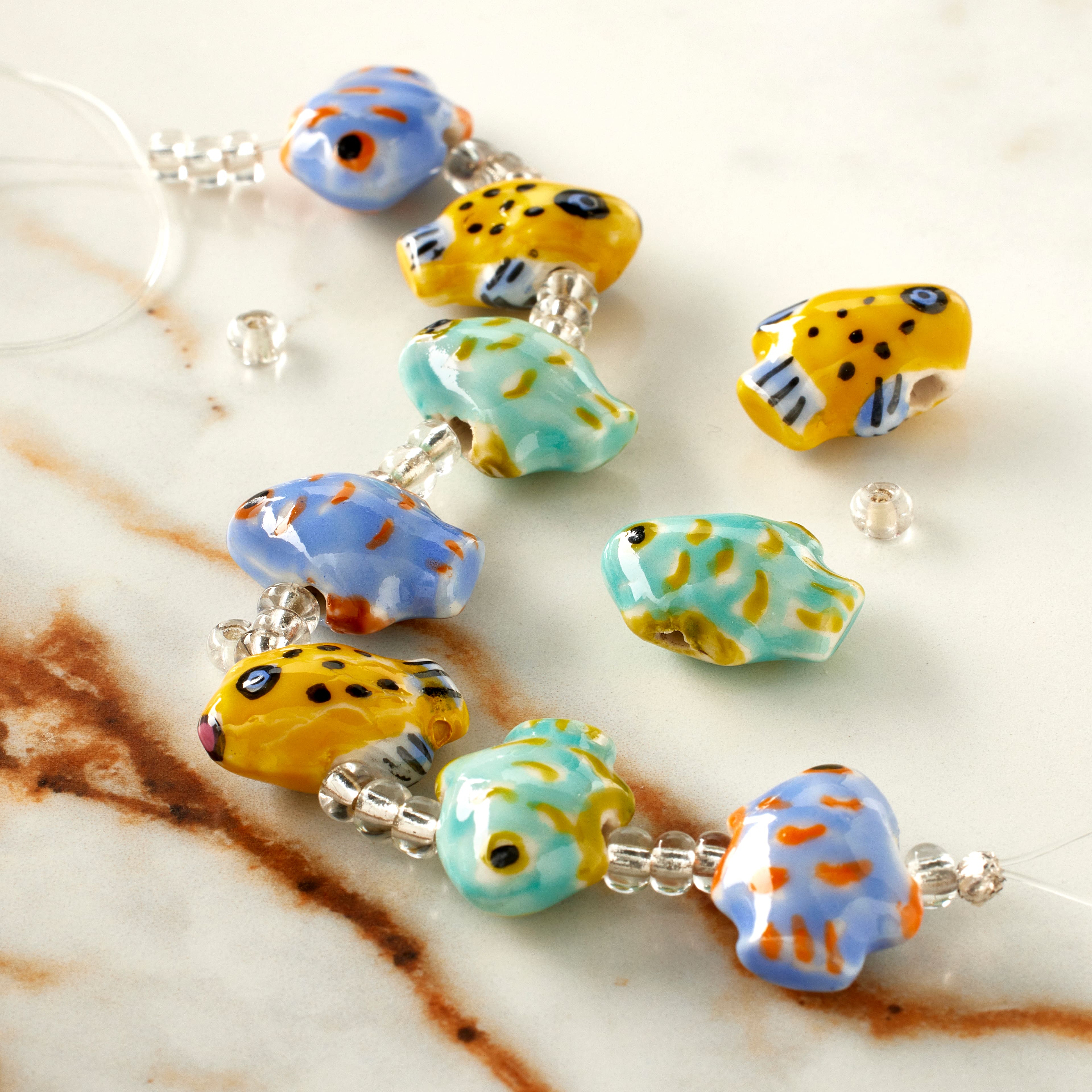 Painted Ceramic Fish Beads, 17mm by Bead Landing™