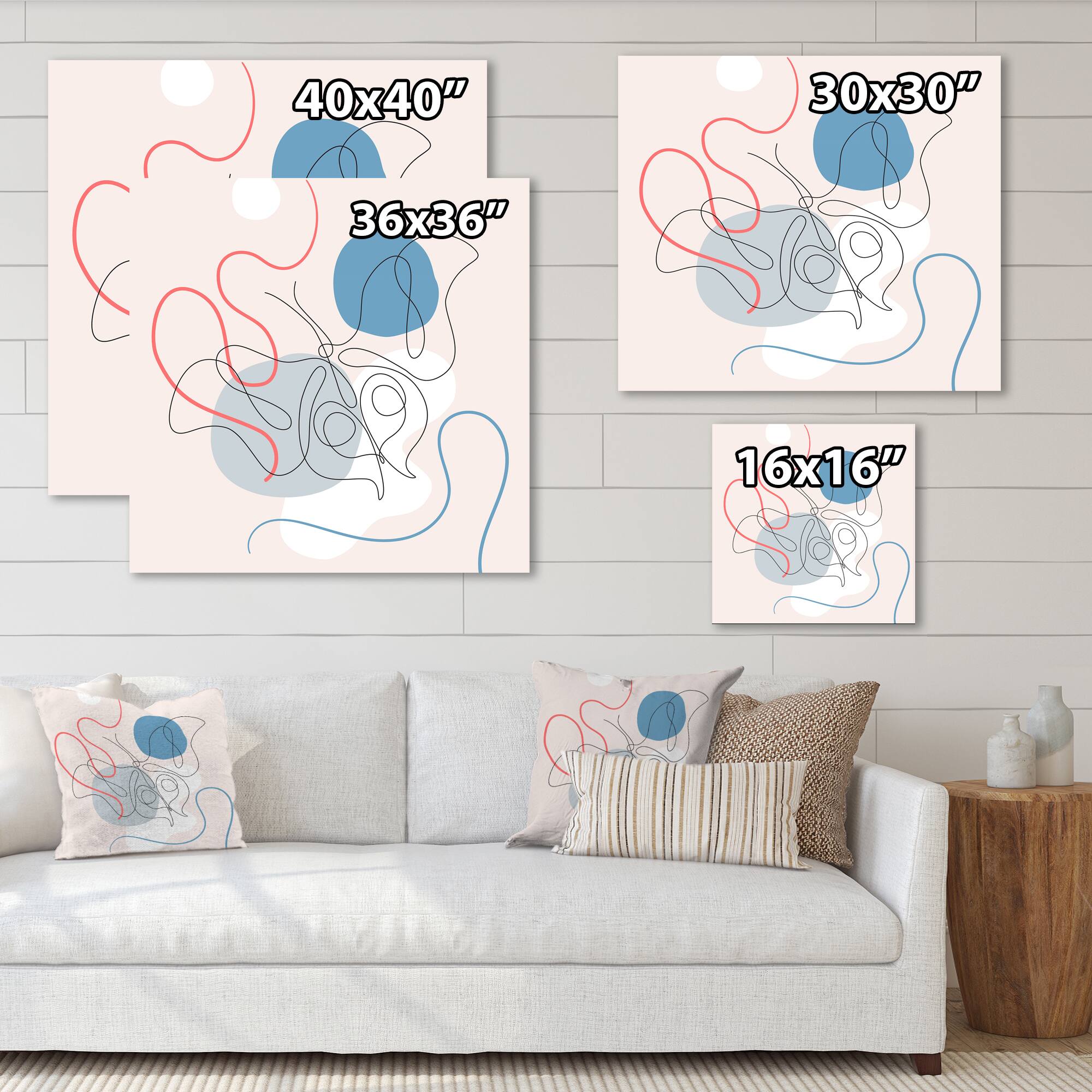 Designart - Butterfly One Line Drawing On Cubism Shapes II