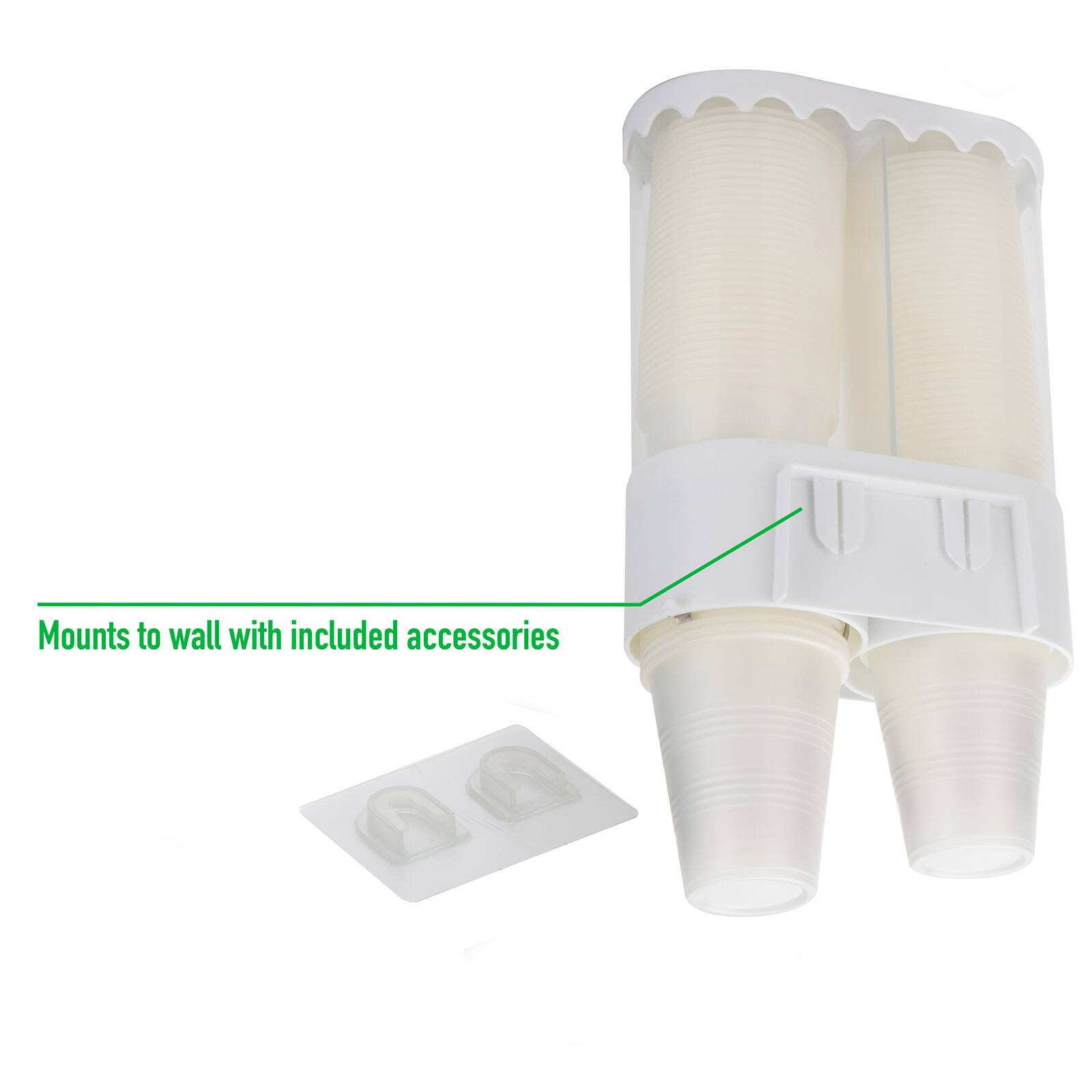 Mind Reader White Double-Tube Top Fill Disposable Cup Dispenser