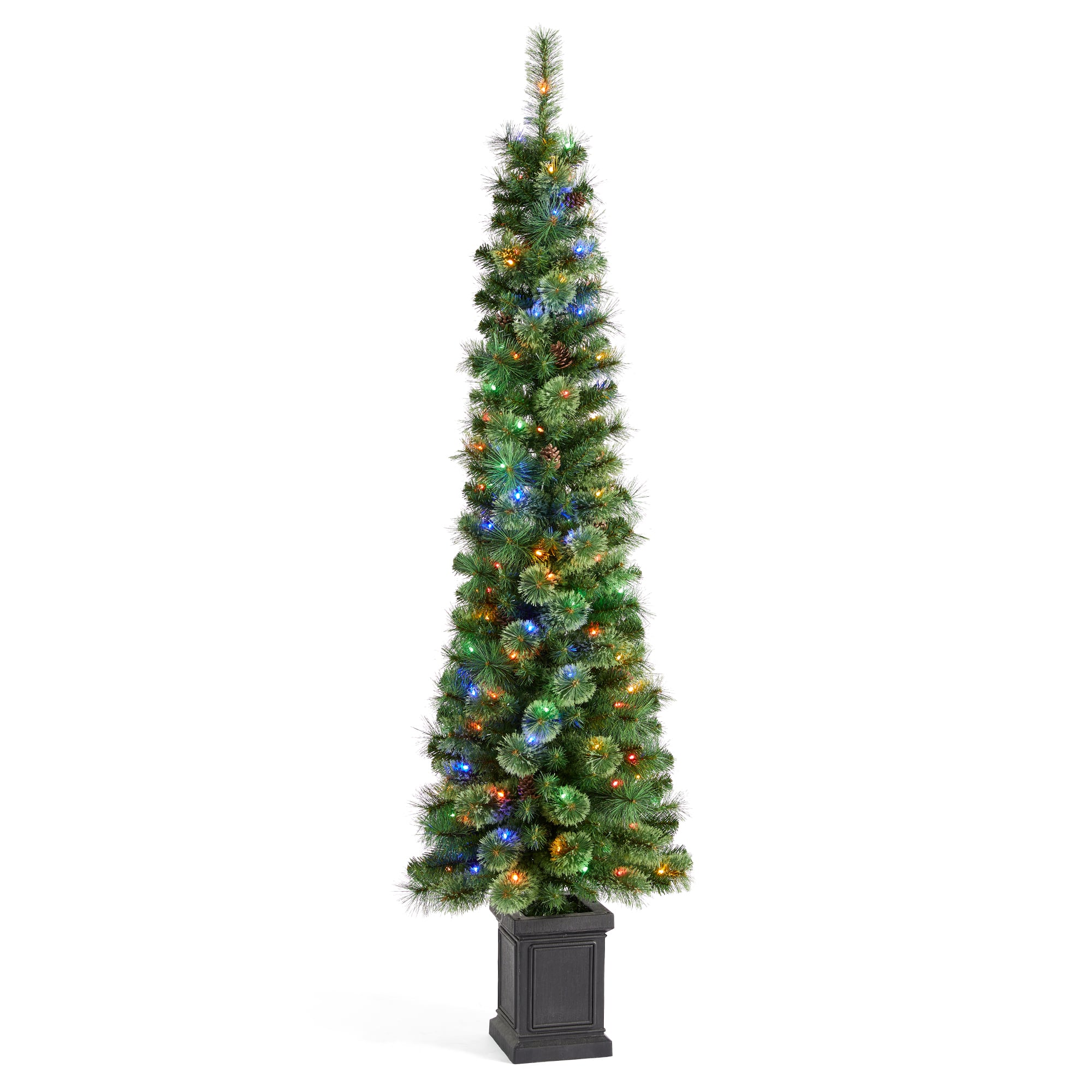 Glitzhome&#xAE; 6ft Pre-Lit Green Cashmere Pine Christmas Porch Tree, Multi-color LED Lights