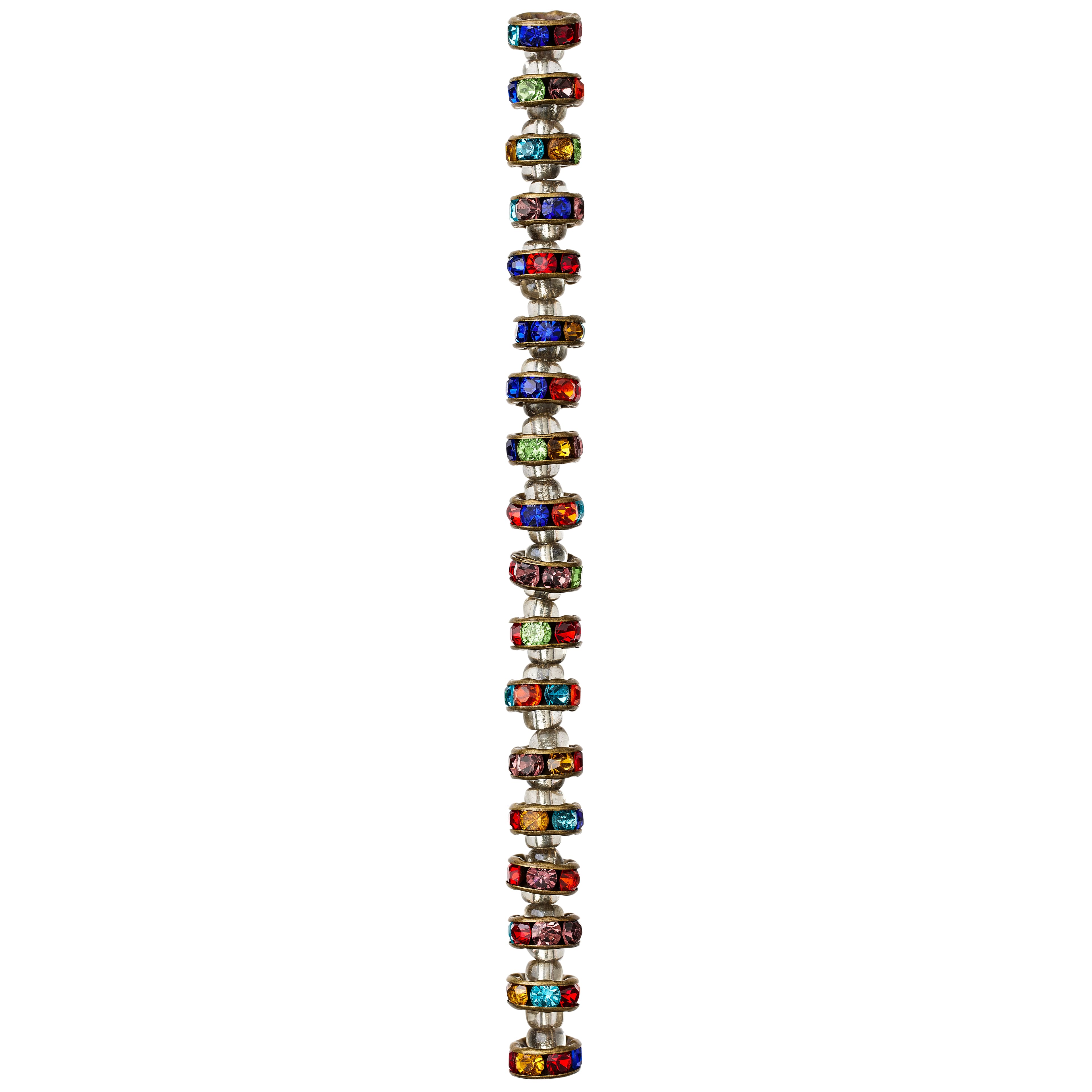 Multicolor Rhinestone-Studded Metal Rondelle Beads, 8mm by Bead Landing™
