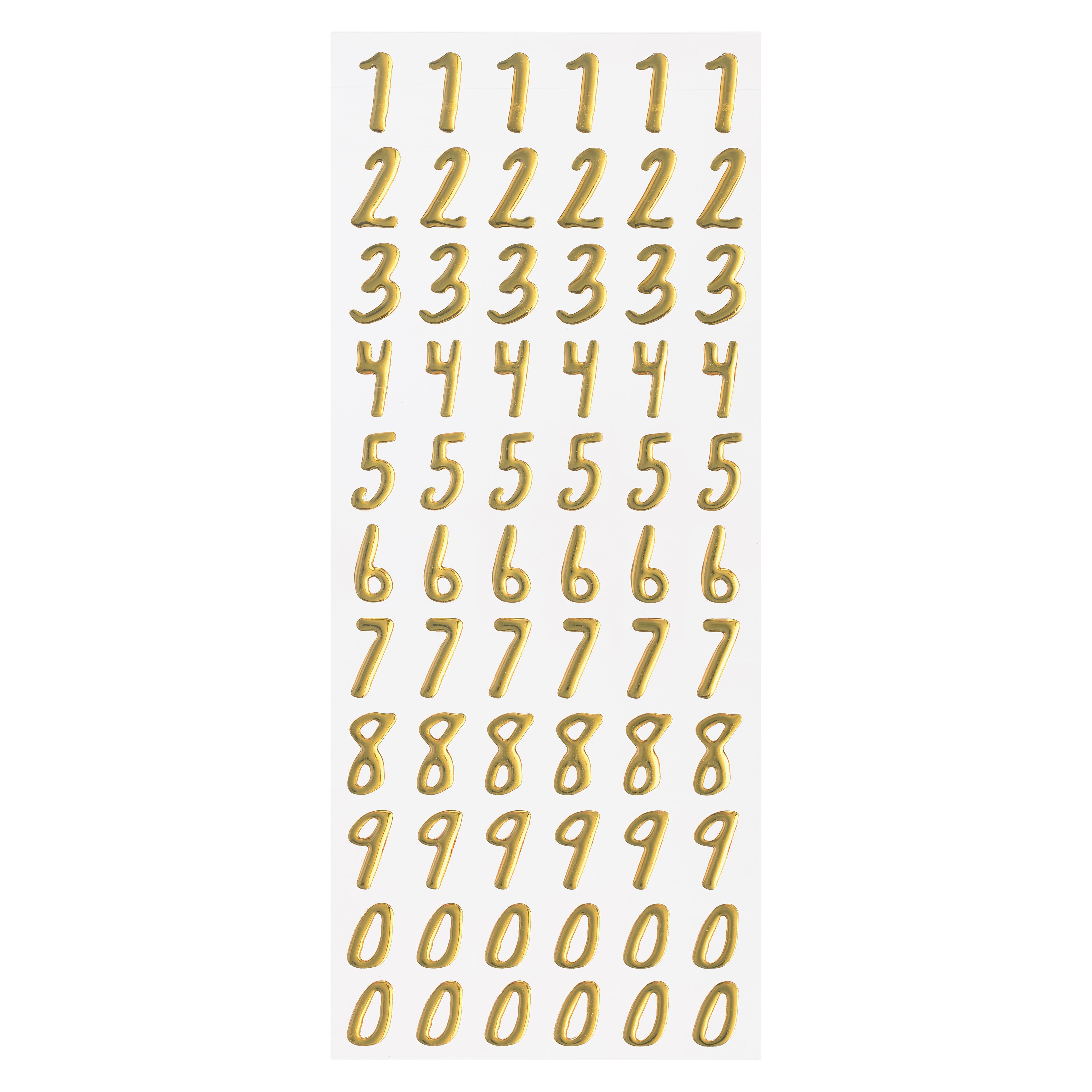 12 Packs: 66 ct. (792 total) Gold Foil Number Stickers by Recollections™