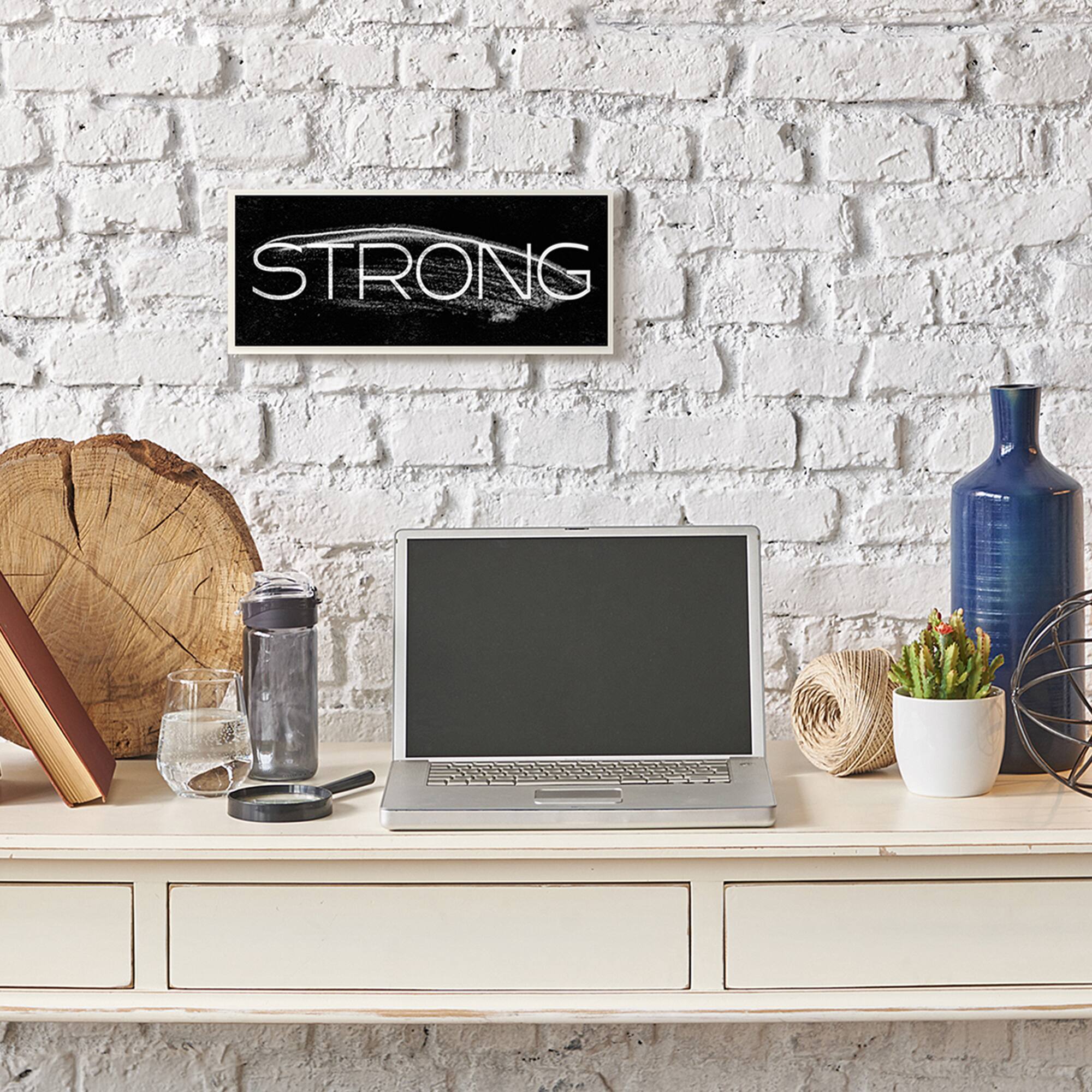 Stupell Industries Strong Phrase Bold Typography Paint Stroke Inspired, 7" x 17"