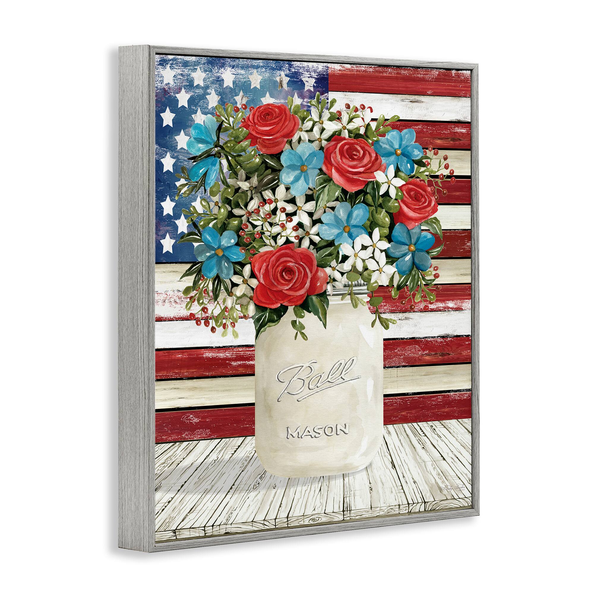 Stupell Industries Americana Flag Festive Bouquet Framed Giclee Art