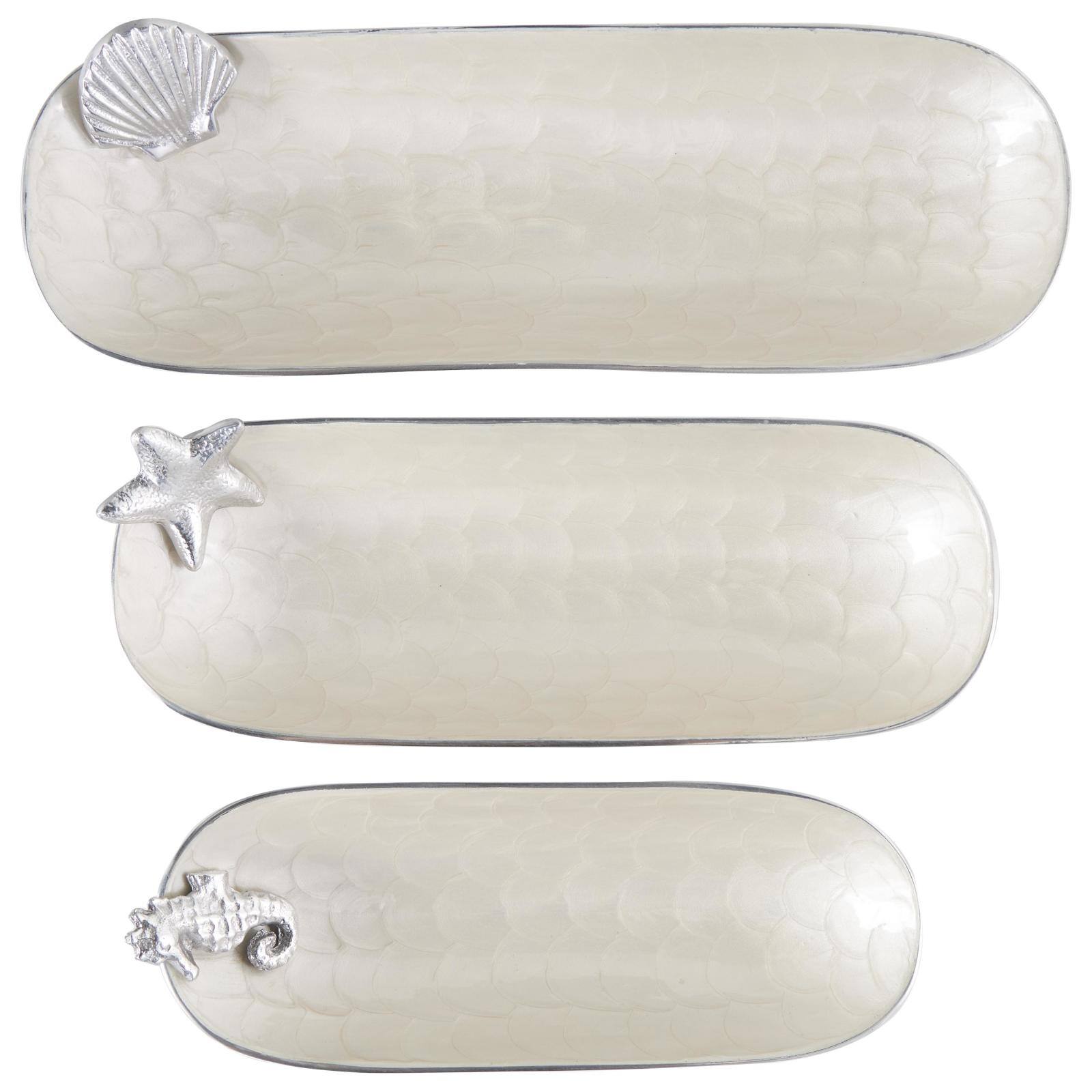 White Sea Life Metal Decorative Bowl Set