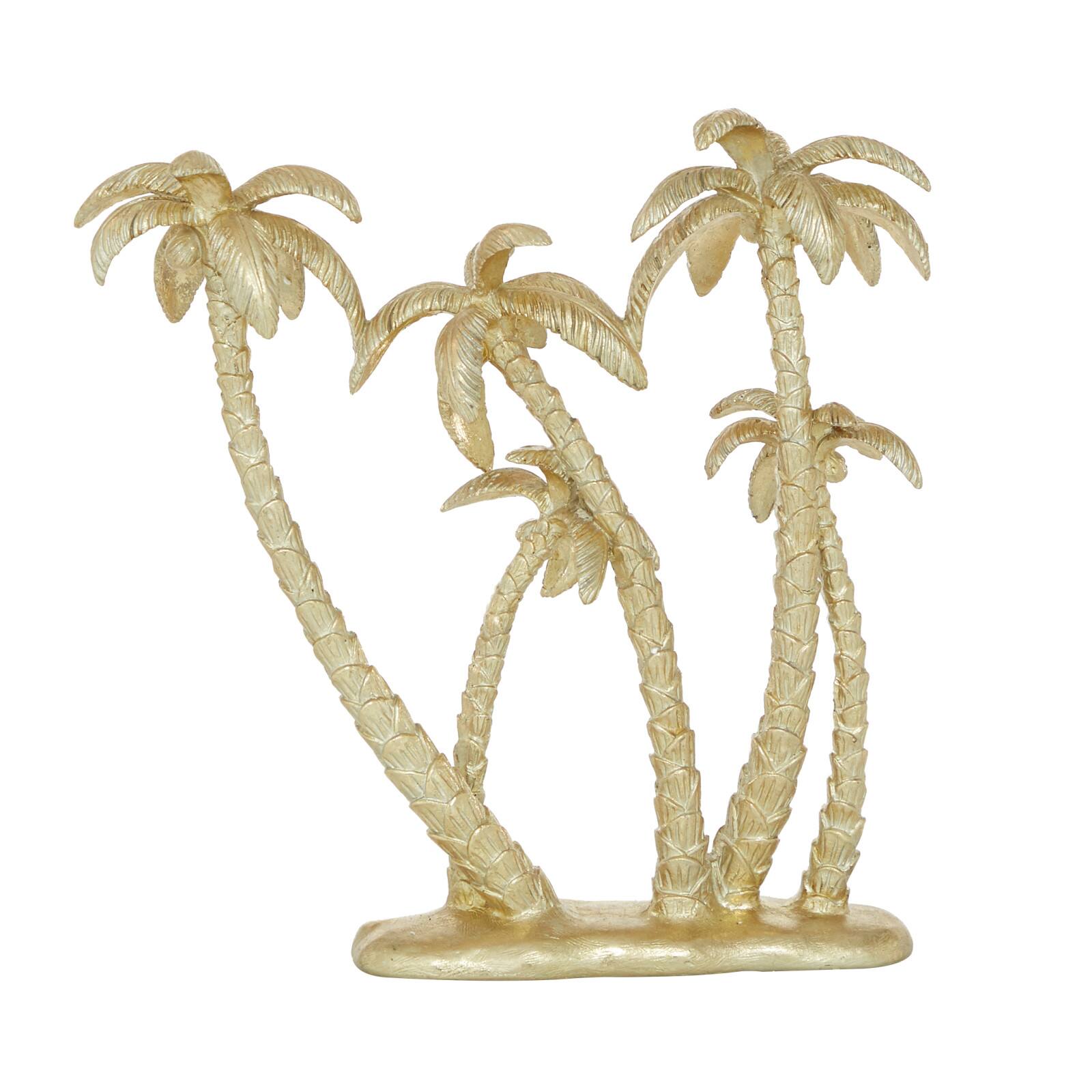 16&#x22; Gold Coastal Palm Tree Sculpture