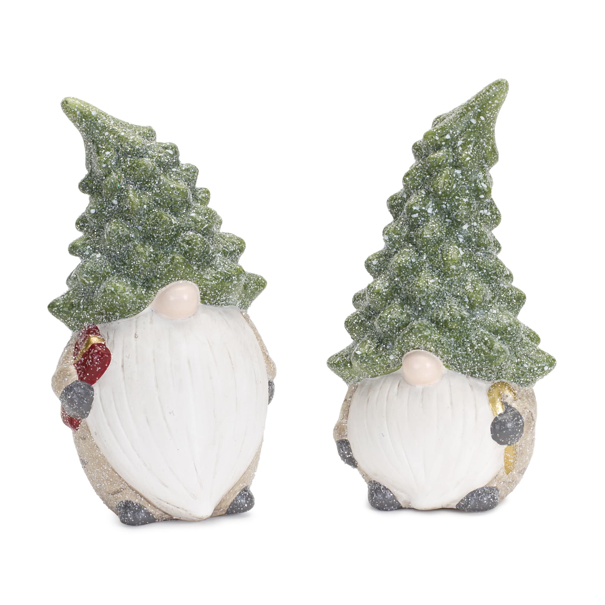 7" Holiday Gnome with Tree Hat Terra Cotta Figurine Set