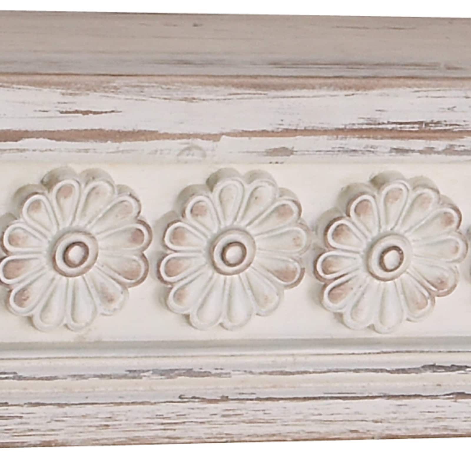 White Chinese fir wood Vintage Wall Shelf, 6&#x22; x 28&#x22; x 5&#x22;