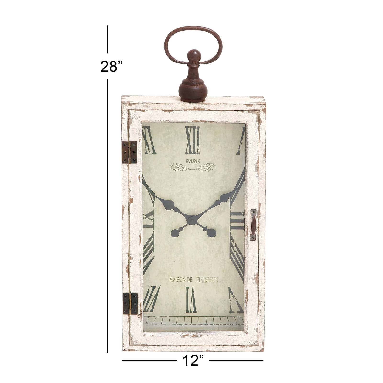 28&#x22; White Vintage Wood Wall Clock
