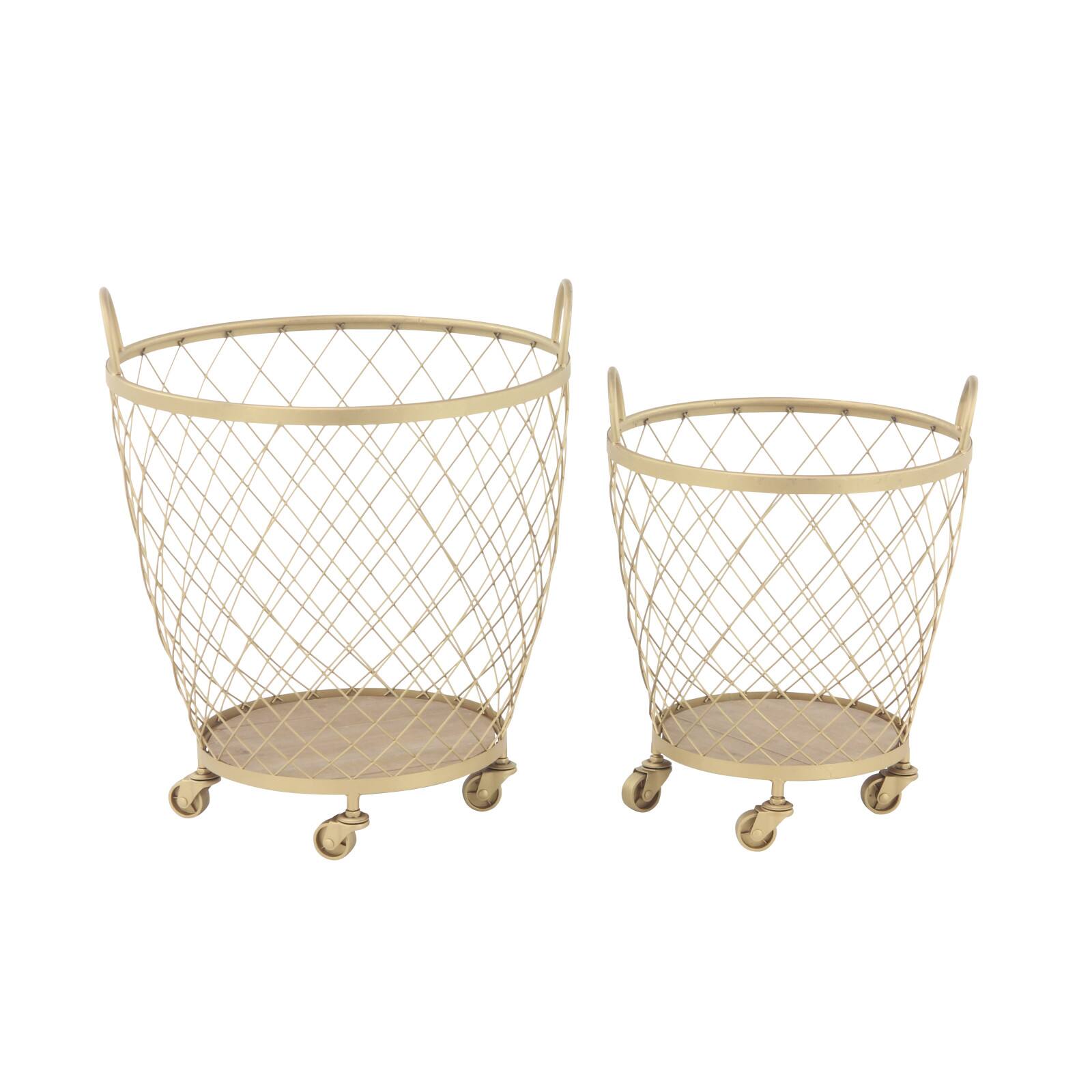 Modern Gold Metallic Rolling Basket Set