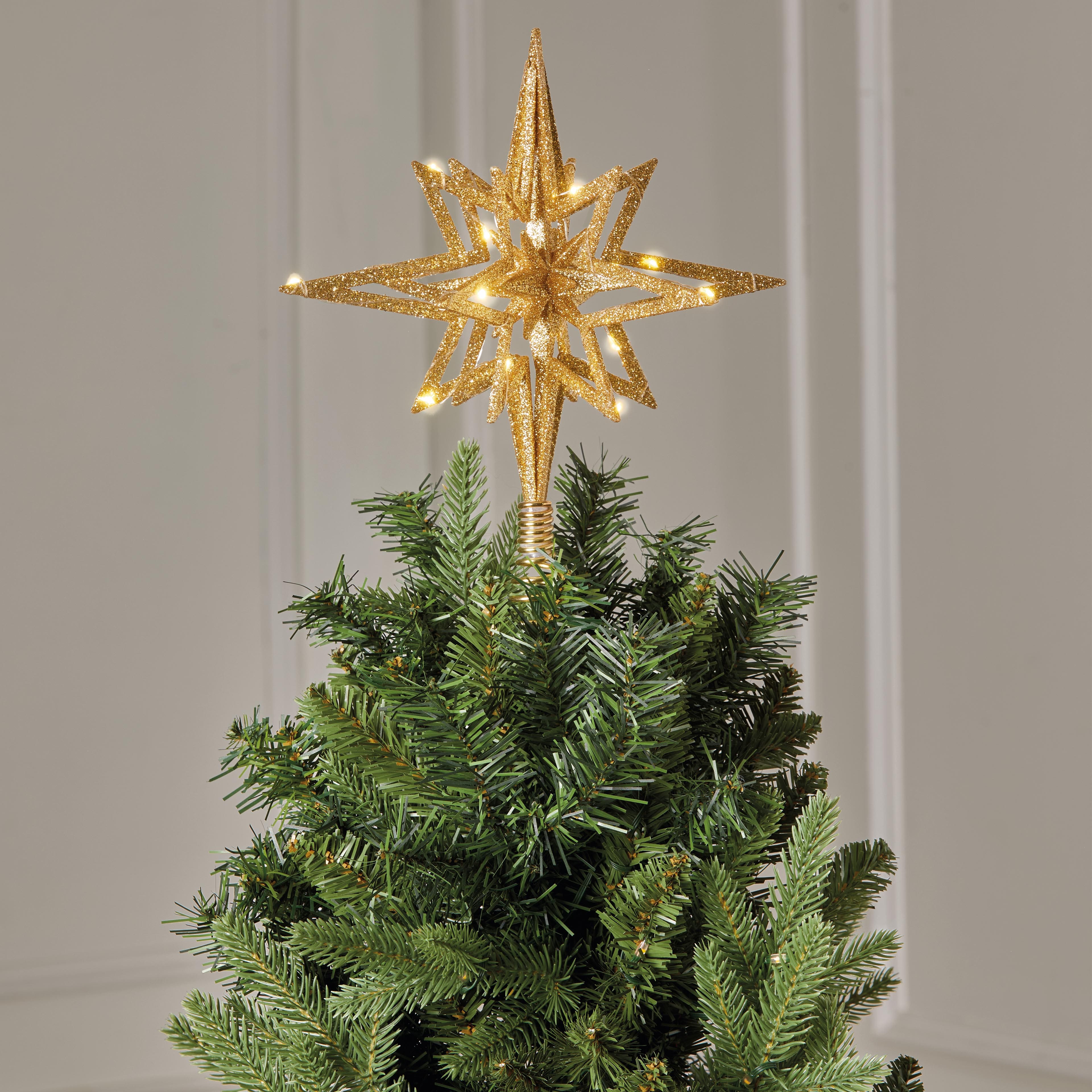 15ct. Warm White LED Gold Glitter 3D Tree Topper by Ashland&#xAE;