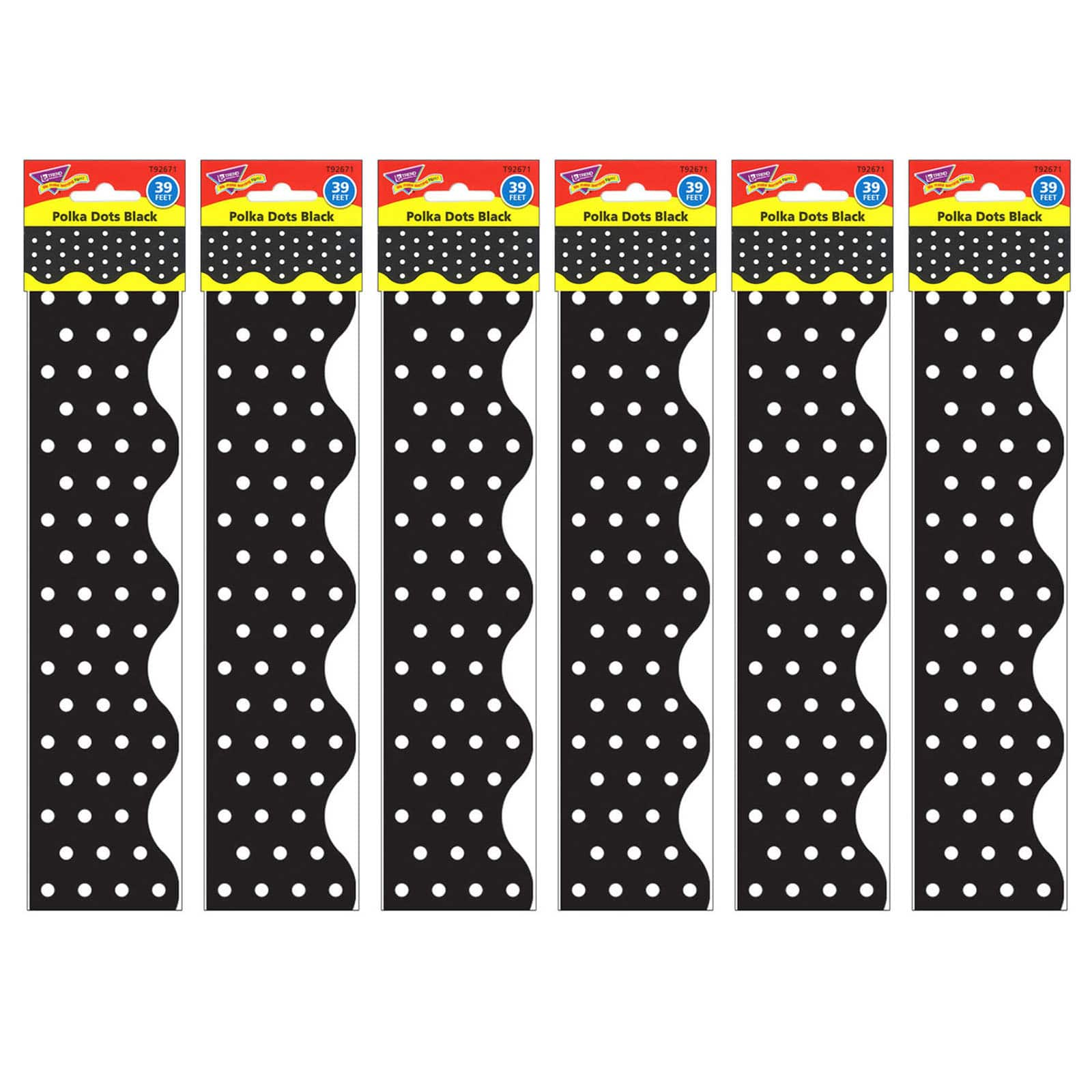 Trend Enterprises&#xAE; Terrific Trimmers&#xAE; Polka Dots Black Borders, 234ft.