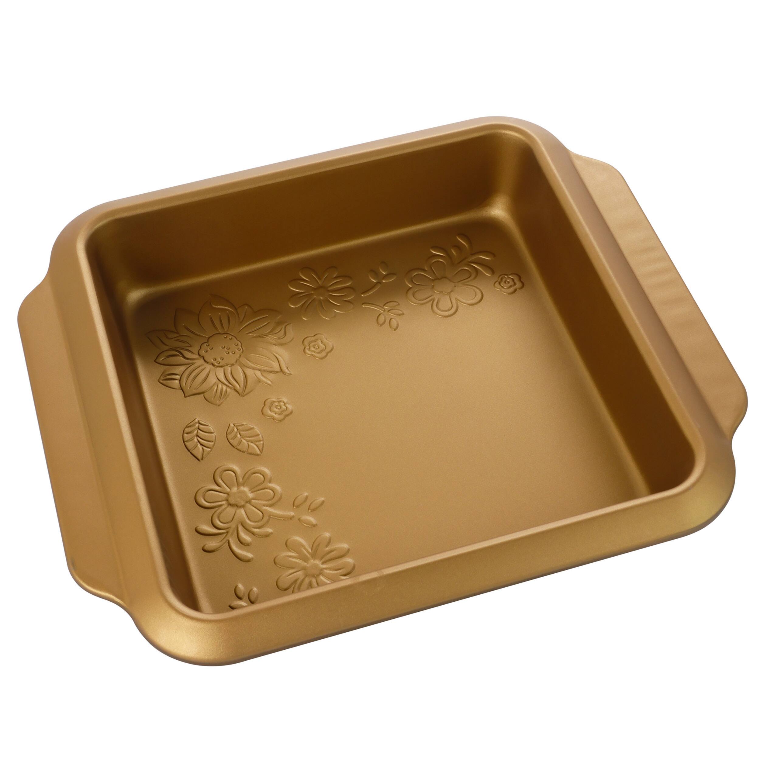 Gibson Country Kitchen 8&#x22; Embossed Square Copper Carbon Steel Bake Pan