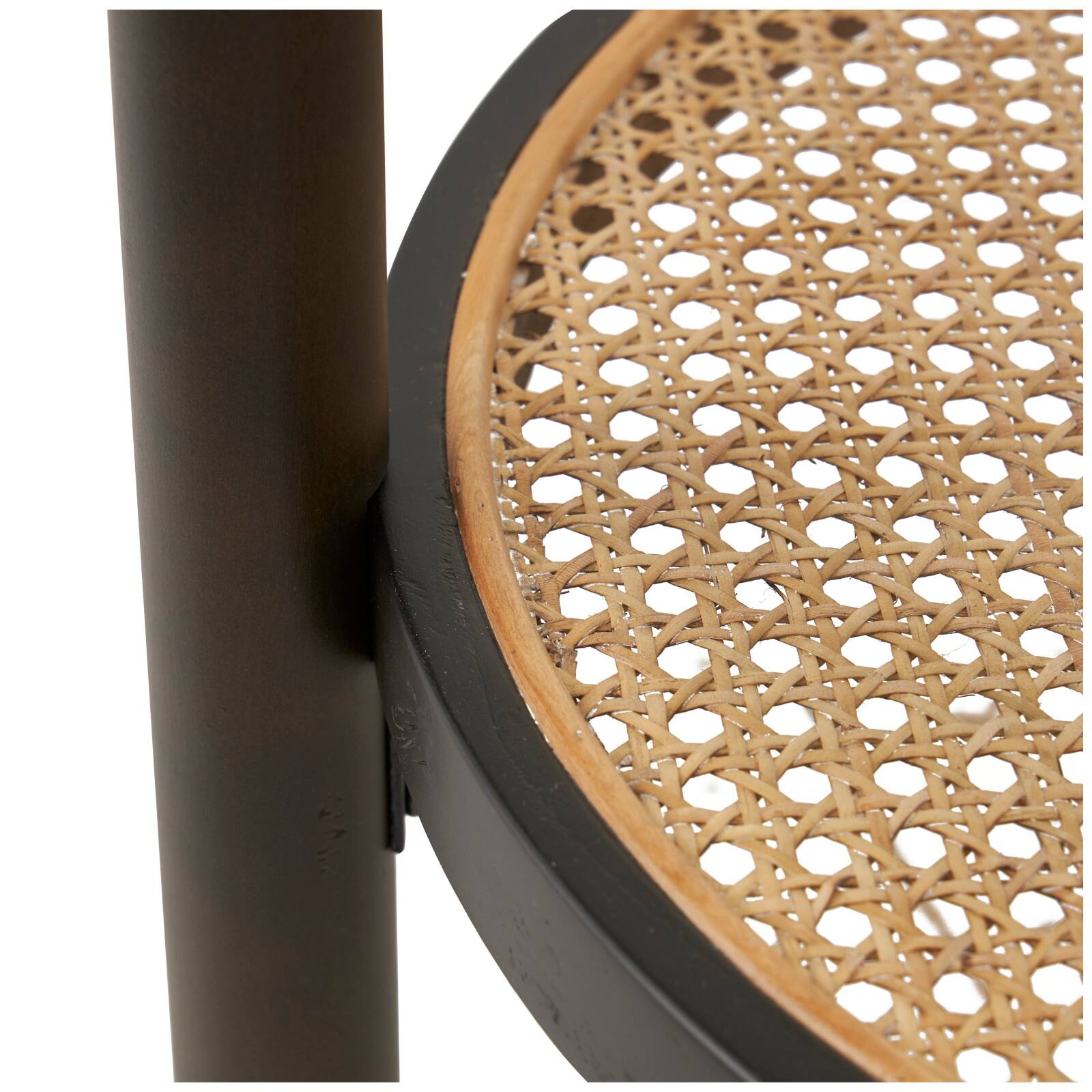 2ft. Brown Rattan Accent Table with Pressed Tempered Glass Top