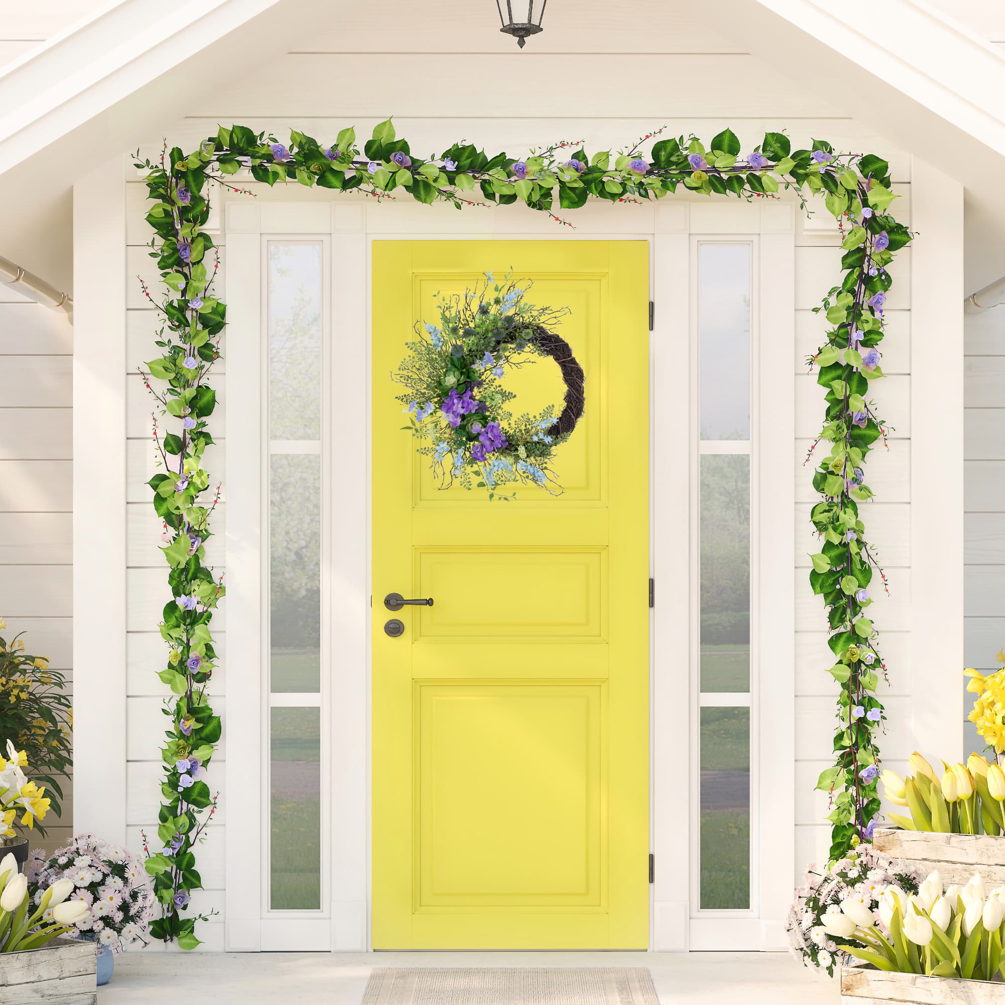 24" Mixed Wild Flowers & Twig Wreath