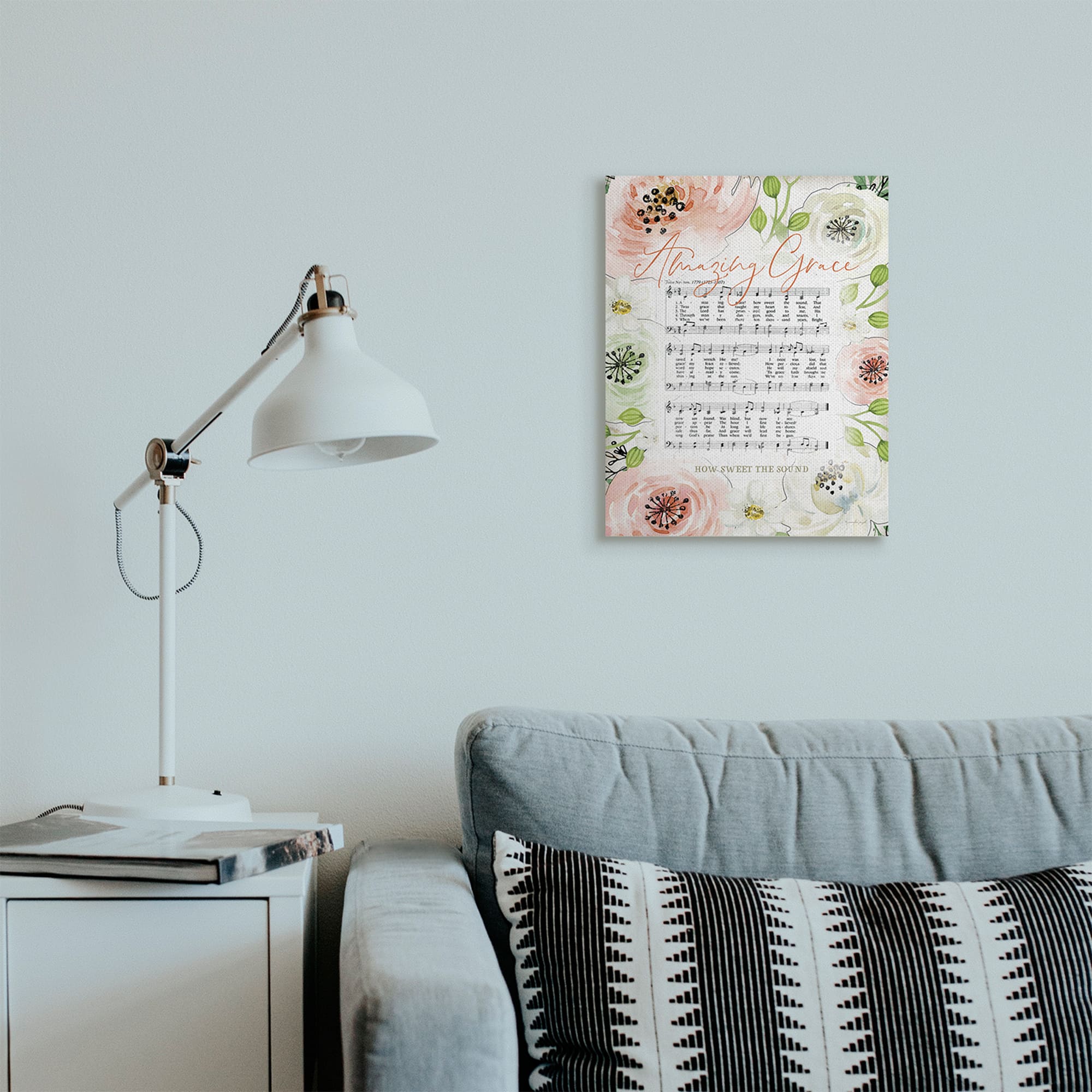 Stupell Industries Amazing Grace Floral Sheet Music Canvas Wall Art