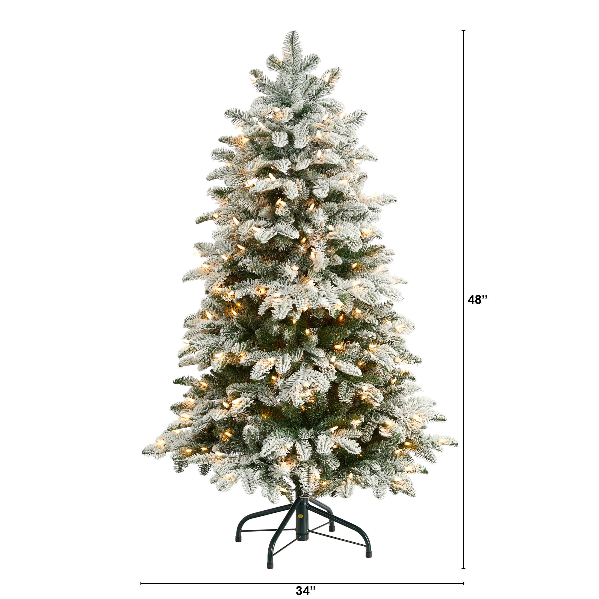 4ft. Pre-Lit Flocked North Carolina Fir Artificial Christmas Tree, Clear Lights
