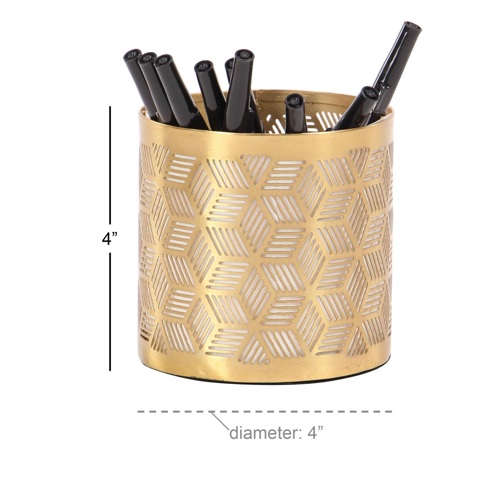 4&#x22; Gold Iron Glam Pencil Holder