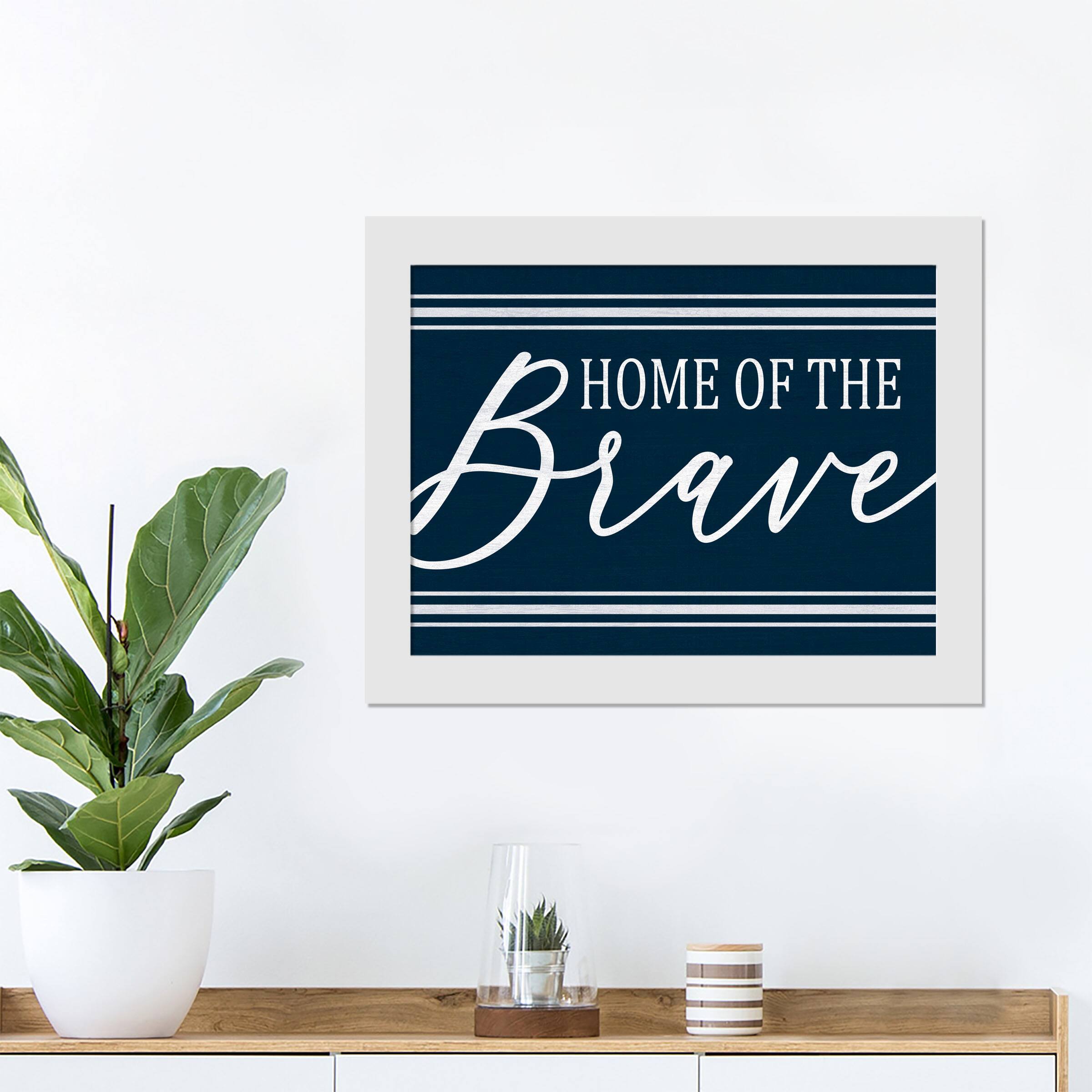 Home of the Brave White Framed Print Under Plexiglass