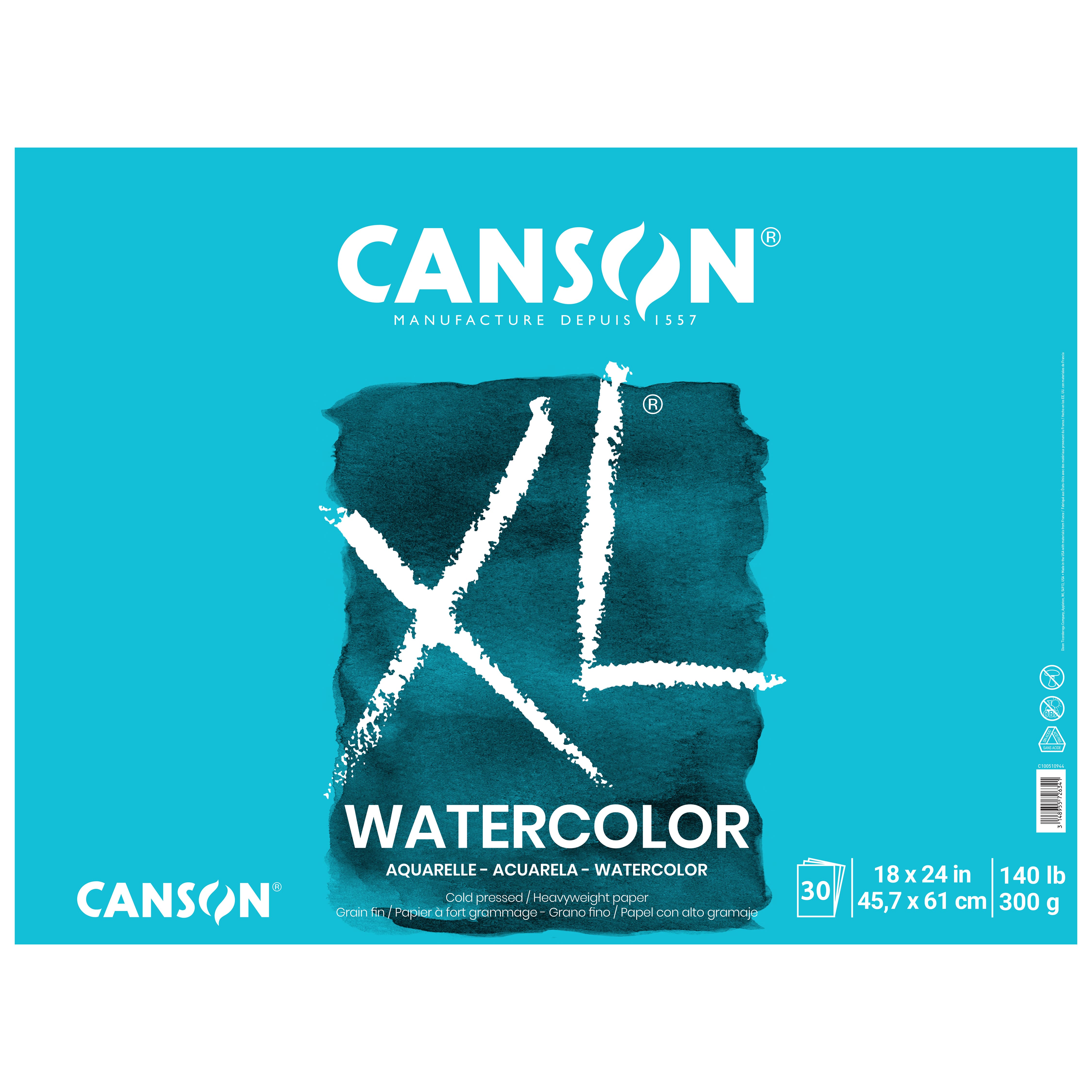 Canson 400039171 XL Watercolour Spiral Craft Pad, 300gsm, A3 Size
