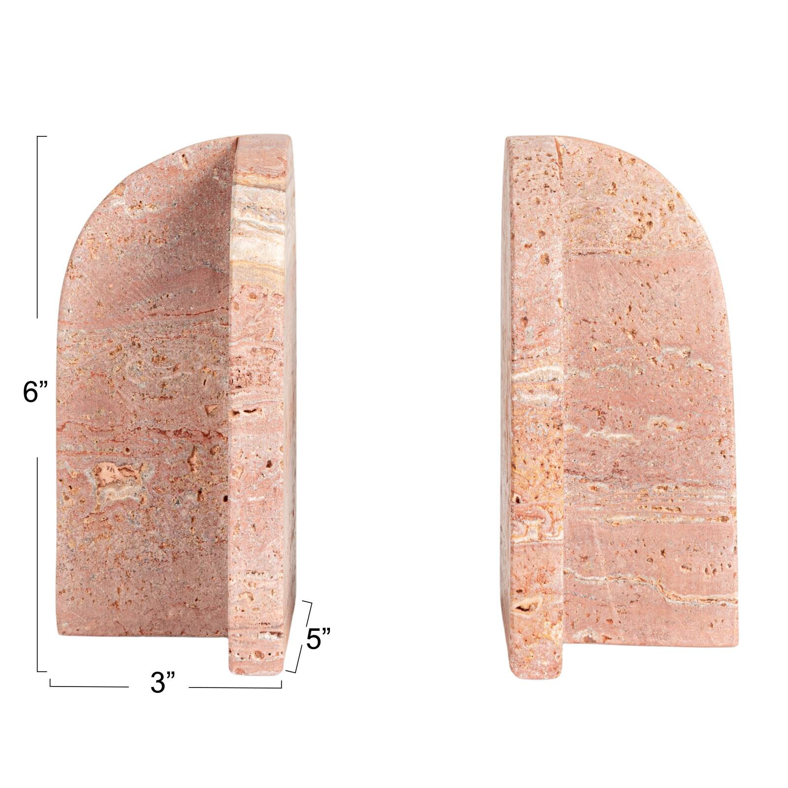 Hello Honey® 6" Crimson Archways Travertine Bookend Set