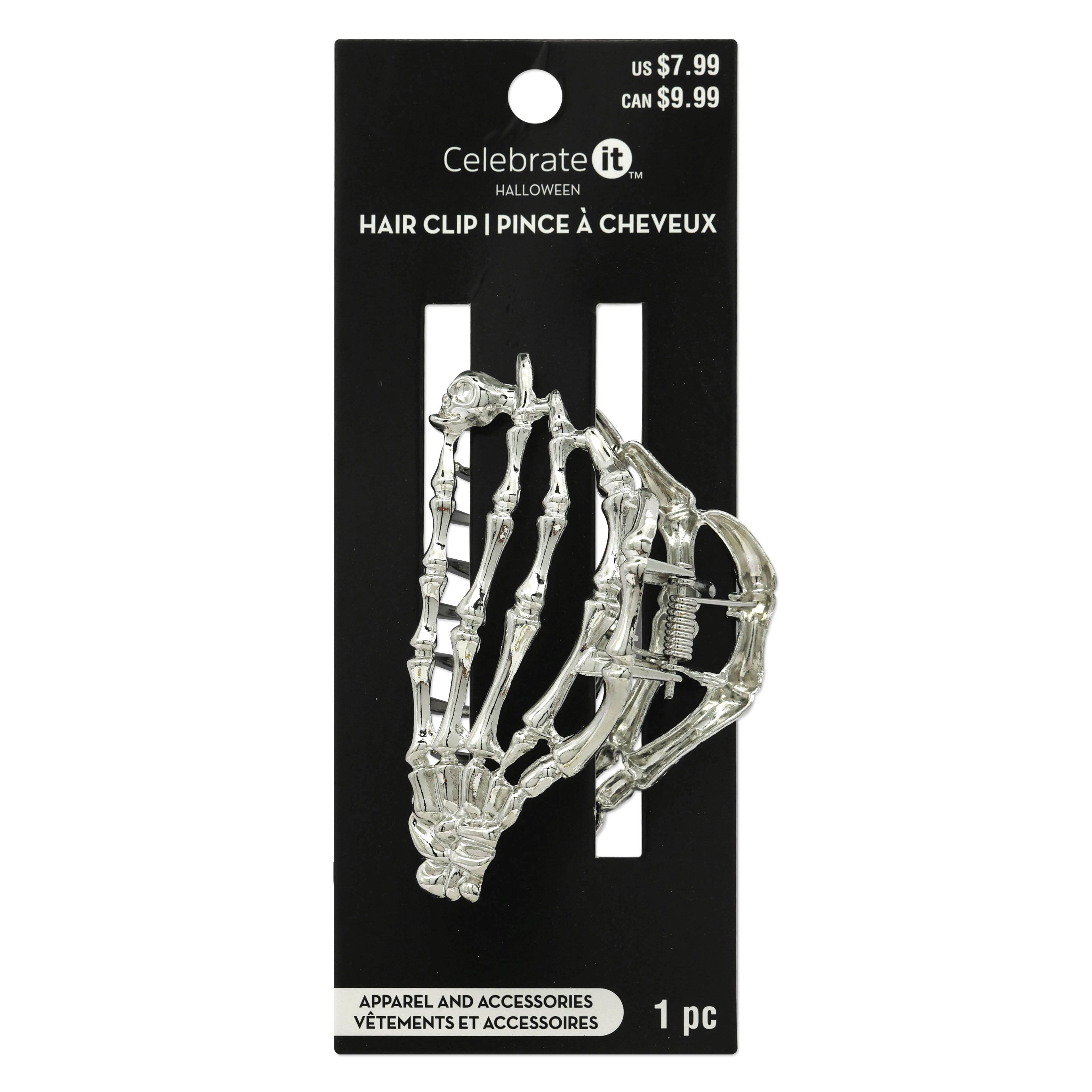 Silver Skeleton Hand Claw Clip by Celebrate It&#x2122;