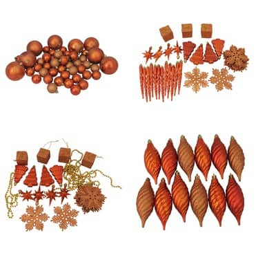 125ct. 4-Finish Burnt Orange Shatterproof Ornaments | Michaels