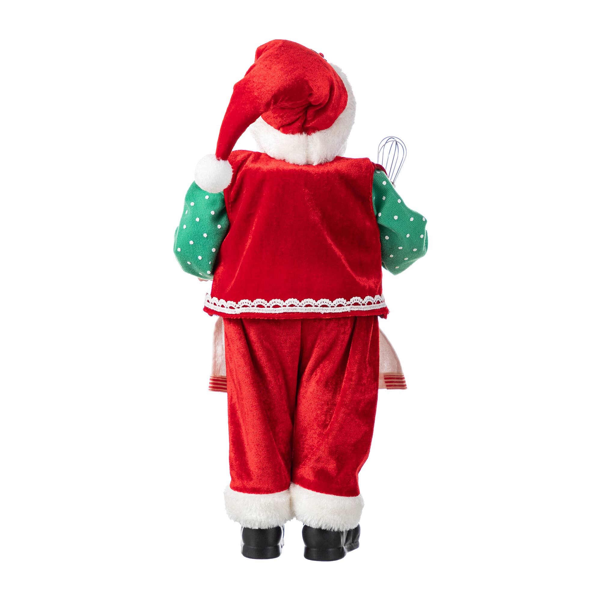 Glitzhome&#xAE; 18&#x22;H Faux Fur Christmas Chef Santa Figurine