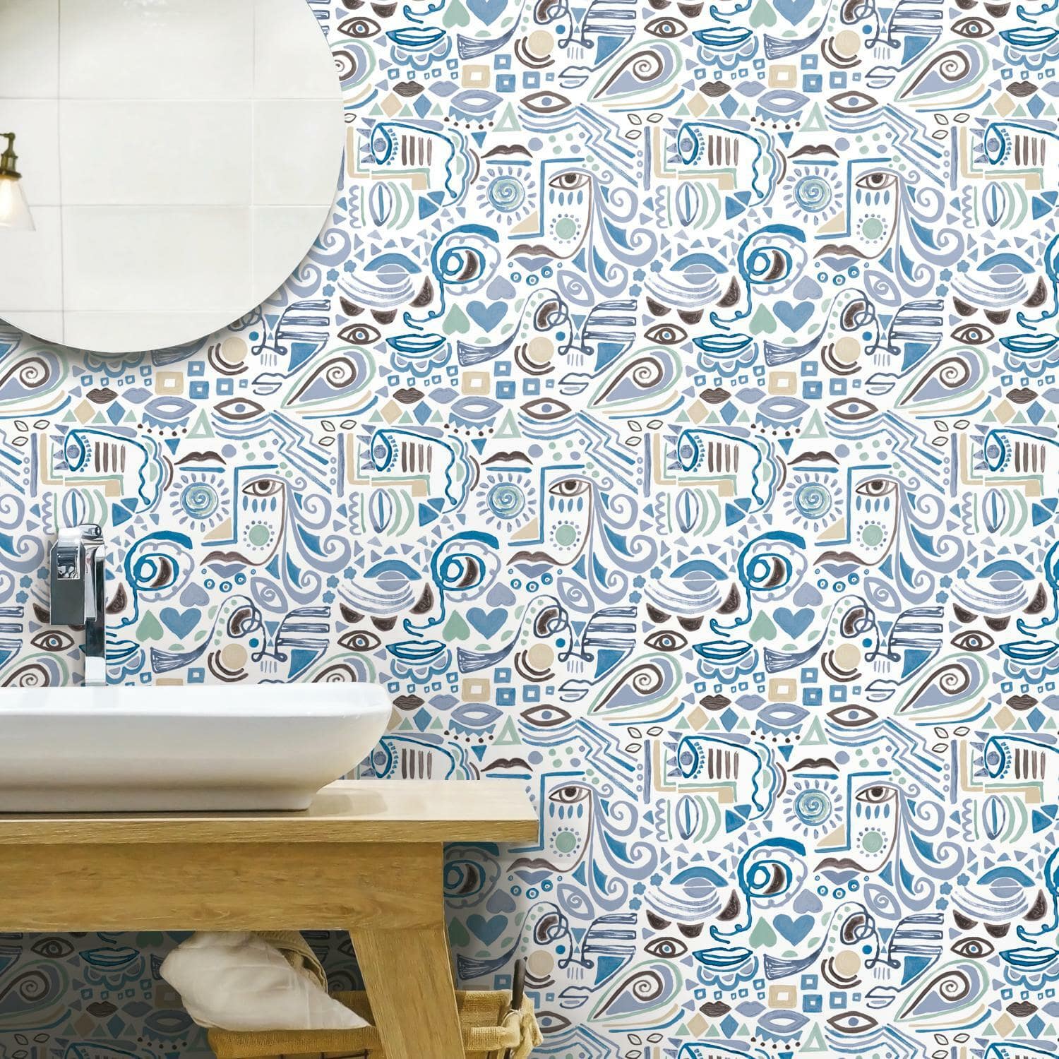 RoomMates Mod Faces Peel & Stick Wallpaper