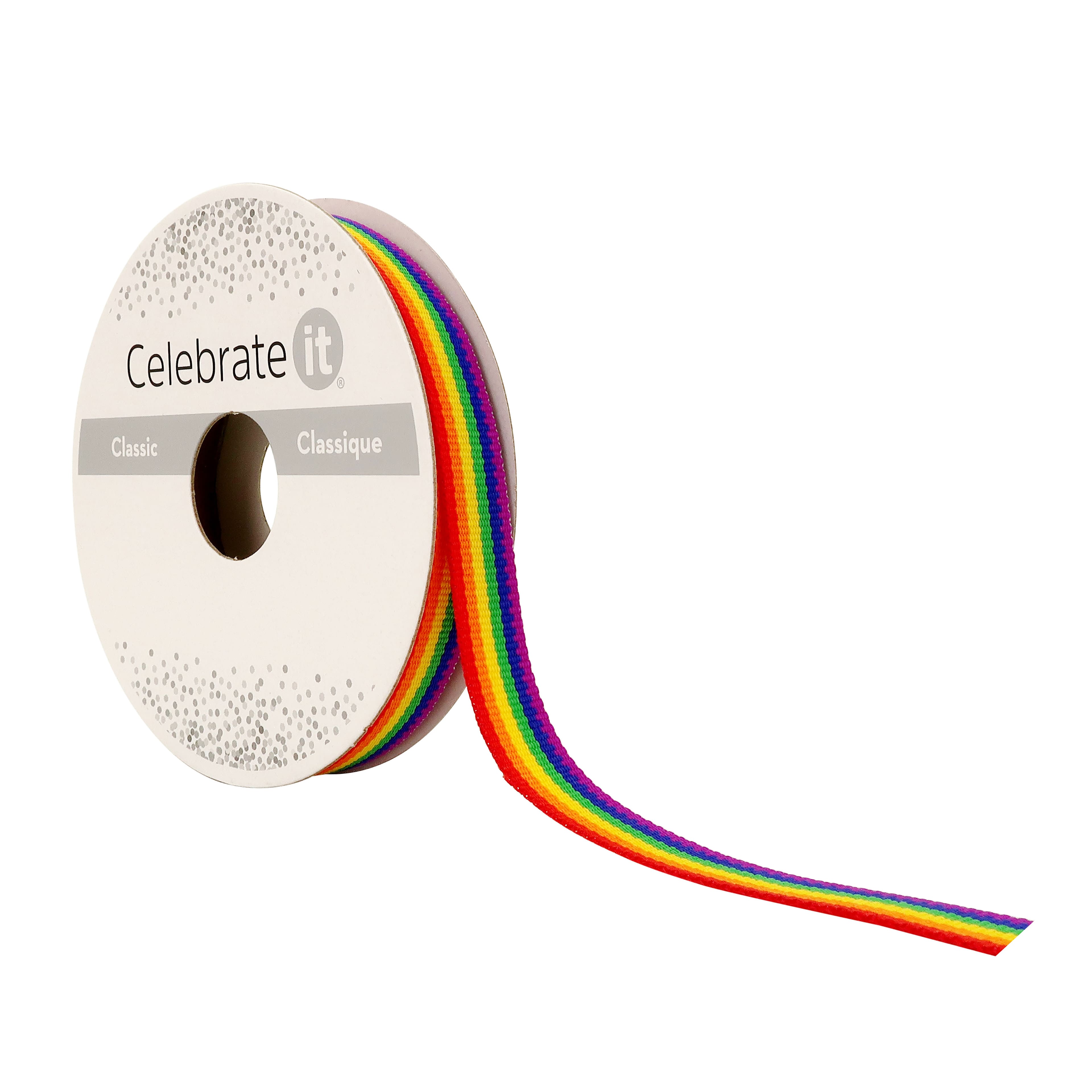 3/8 x 7yd. Grosgrain Rainbow Ribbon by Celebrate It™