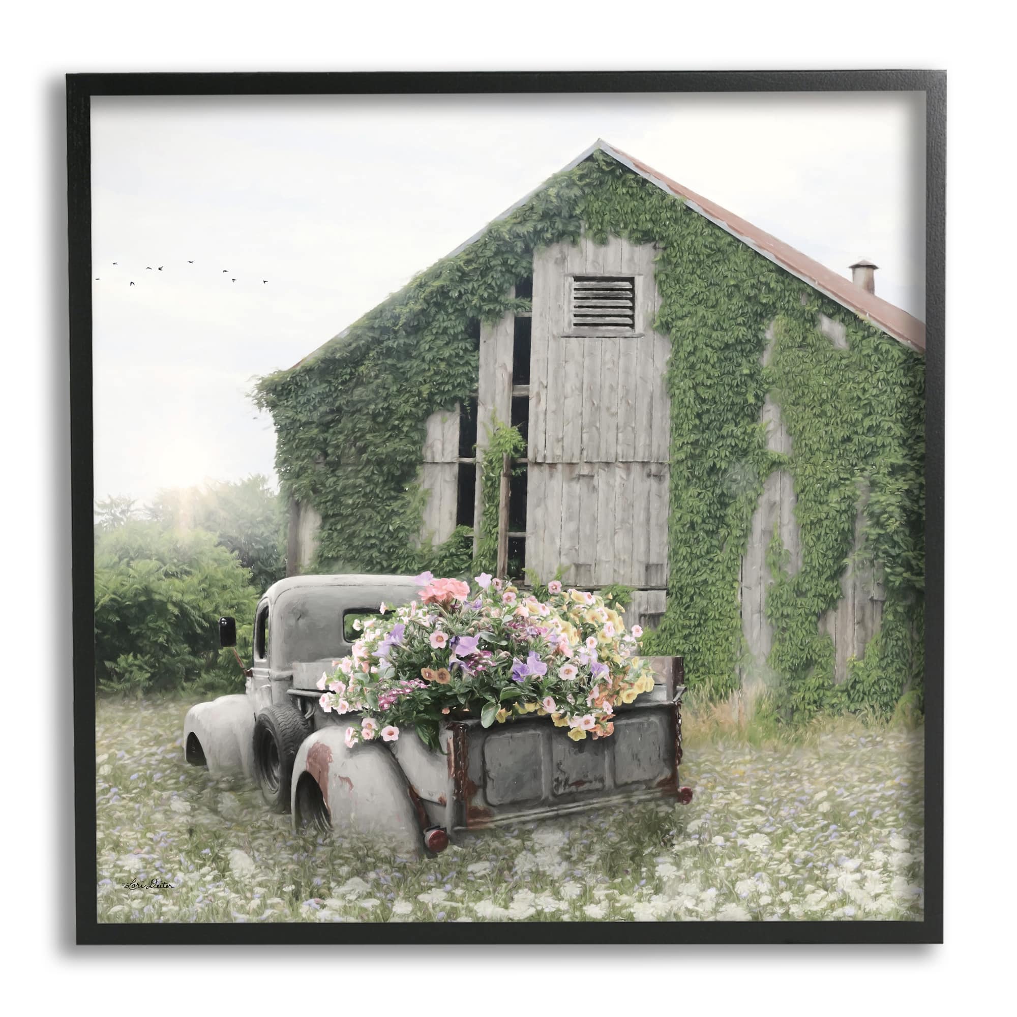 Stupell Industries Magical Farmhouse Barn and Flower Field Framed Giclee Art