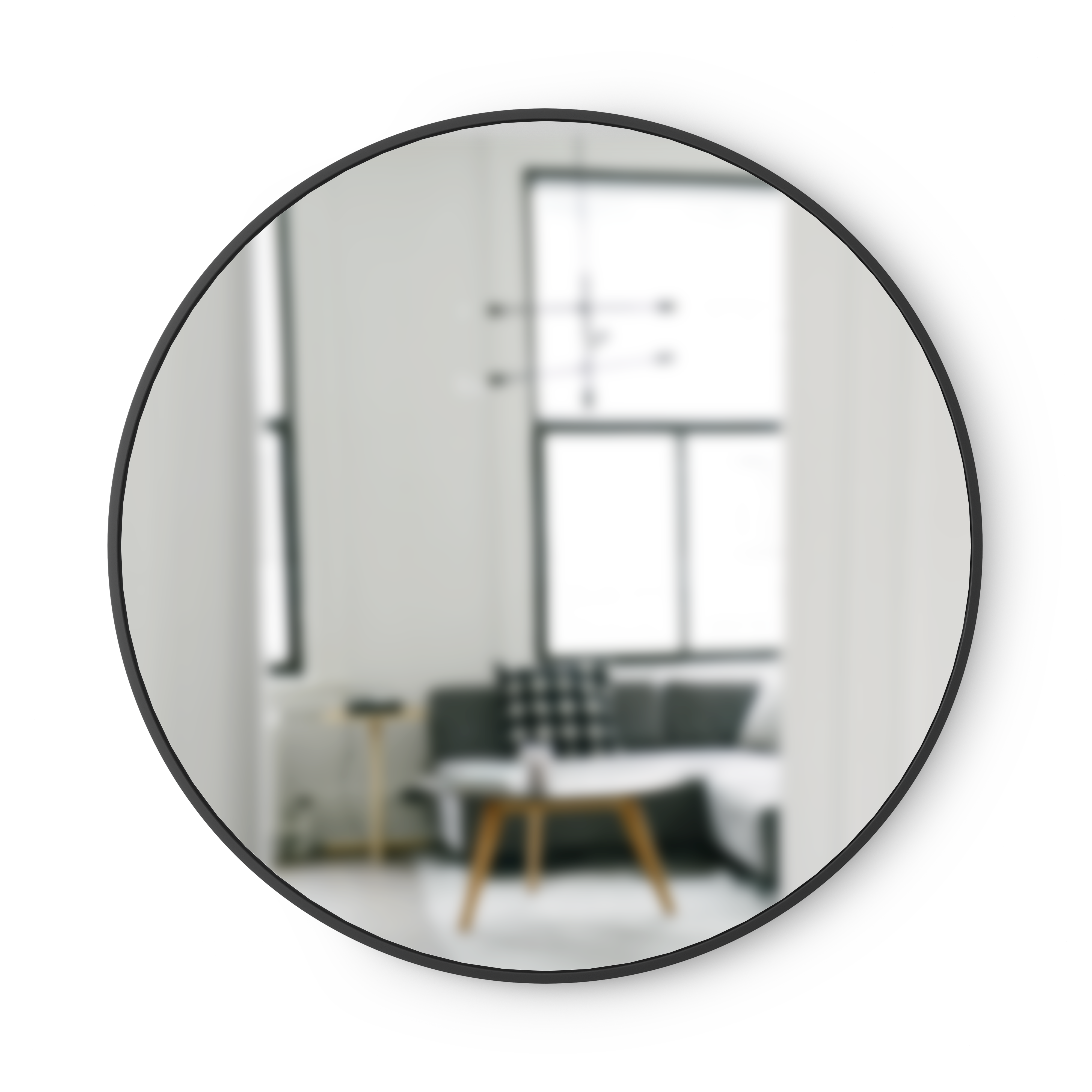 Umbra 37" Black Hub Decorative Round Wall Mirror