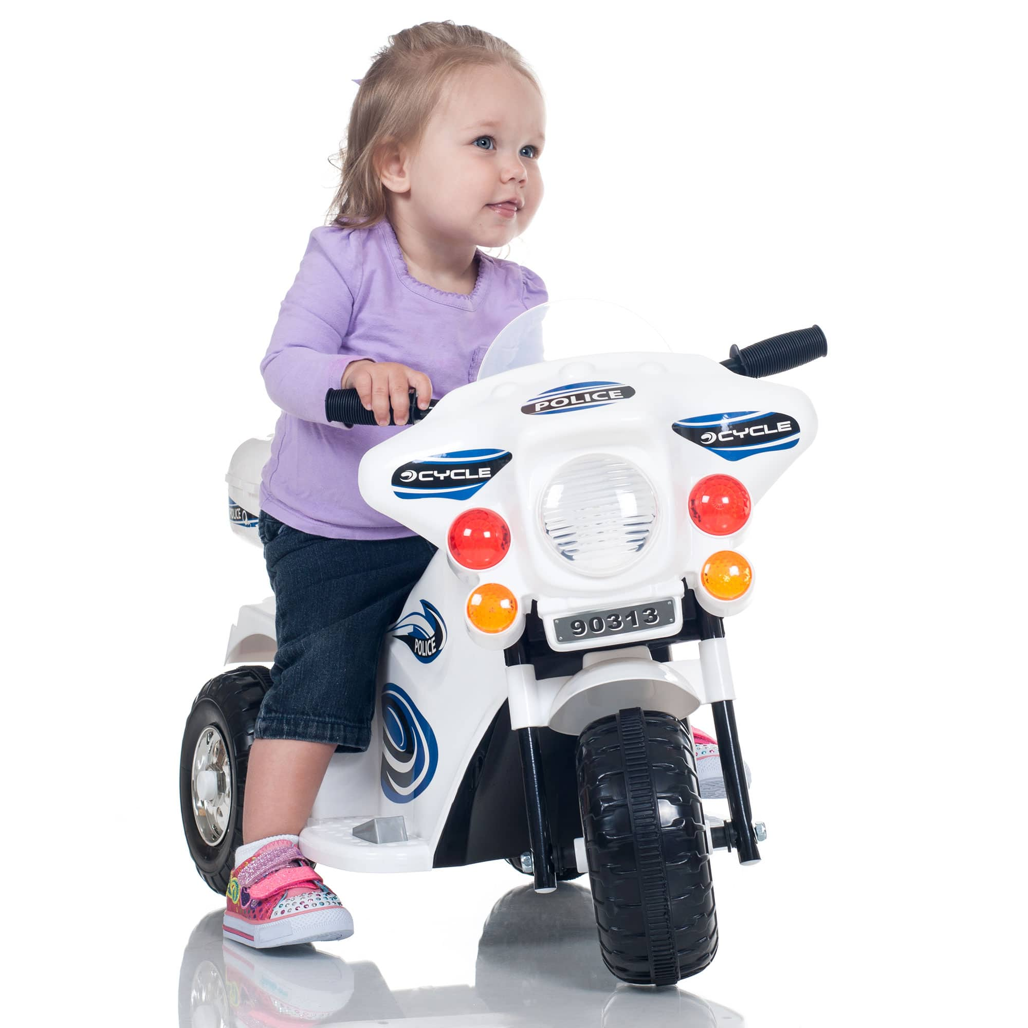 Toy Time White &#x26; Blue Battery Powered Ride-On Police Motorcycle