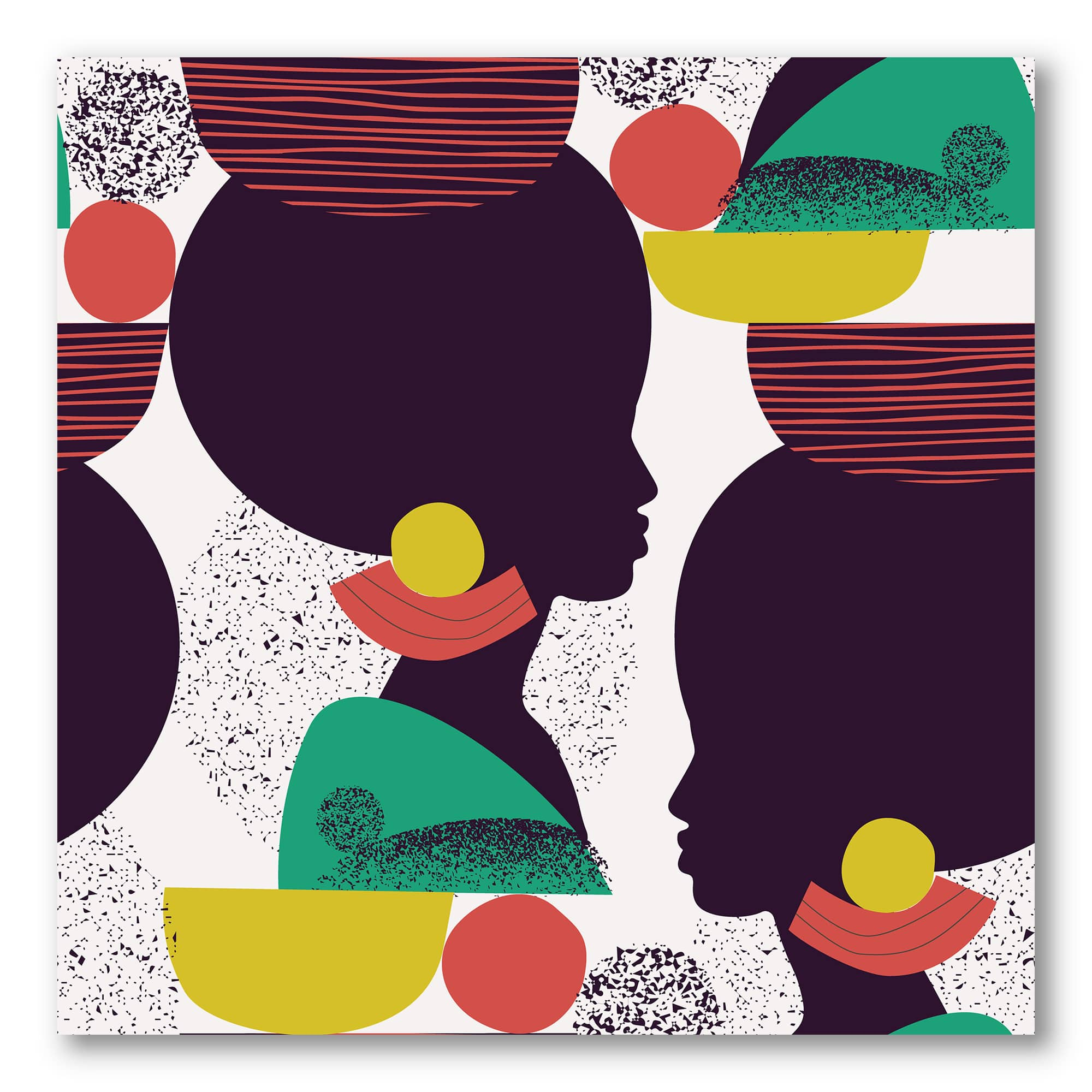 Designart - Ethnic Geometric Silhouette of African American III - Modern Canvas Wall Art Print