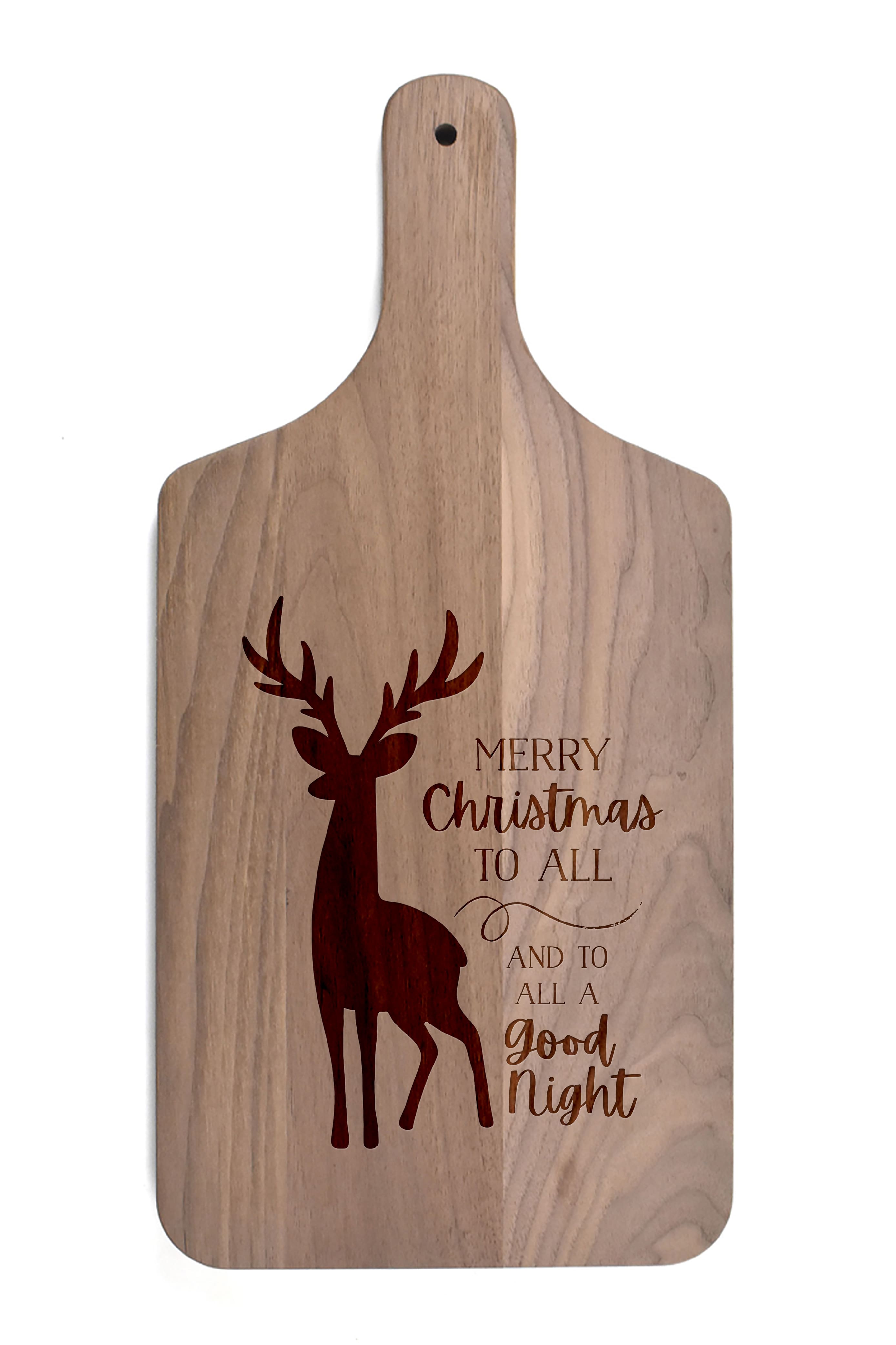 17&#x22; Merry Christmas Deer Walnut Paddle Cutting Board