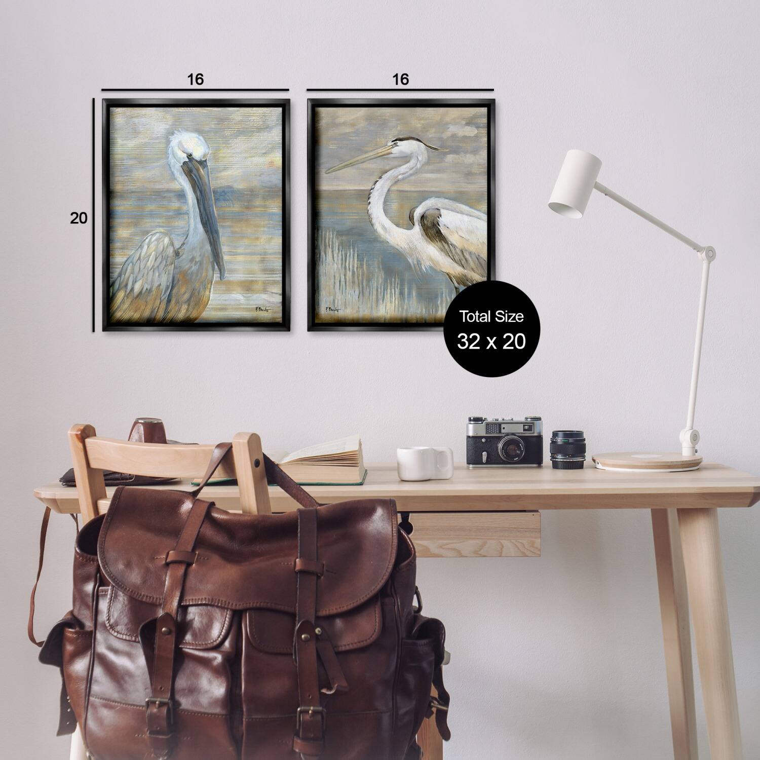 Stupell Industries Sea Birds Abstract Beach Floater Framed Art Set