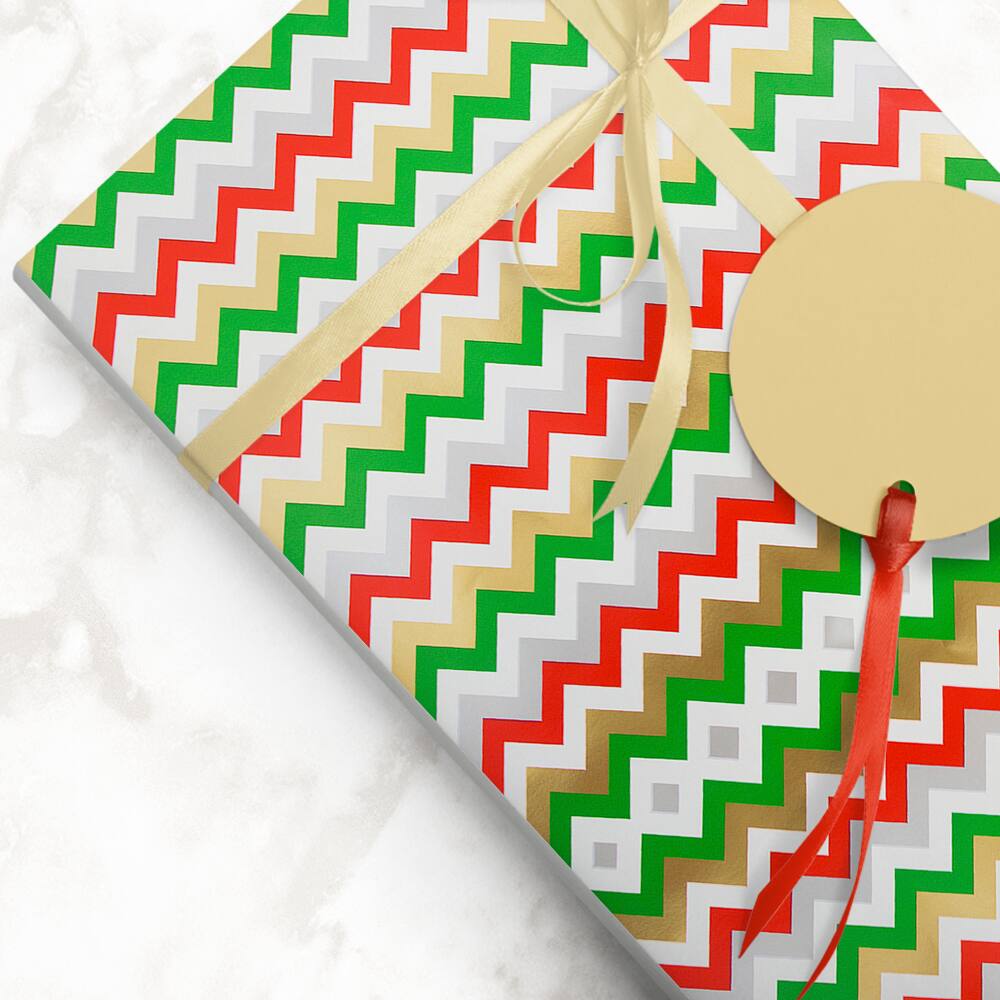 JAM Paper Colorful Chevron Stripes Gift Wrap