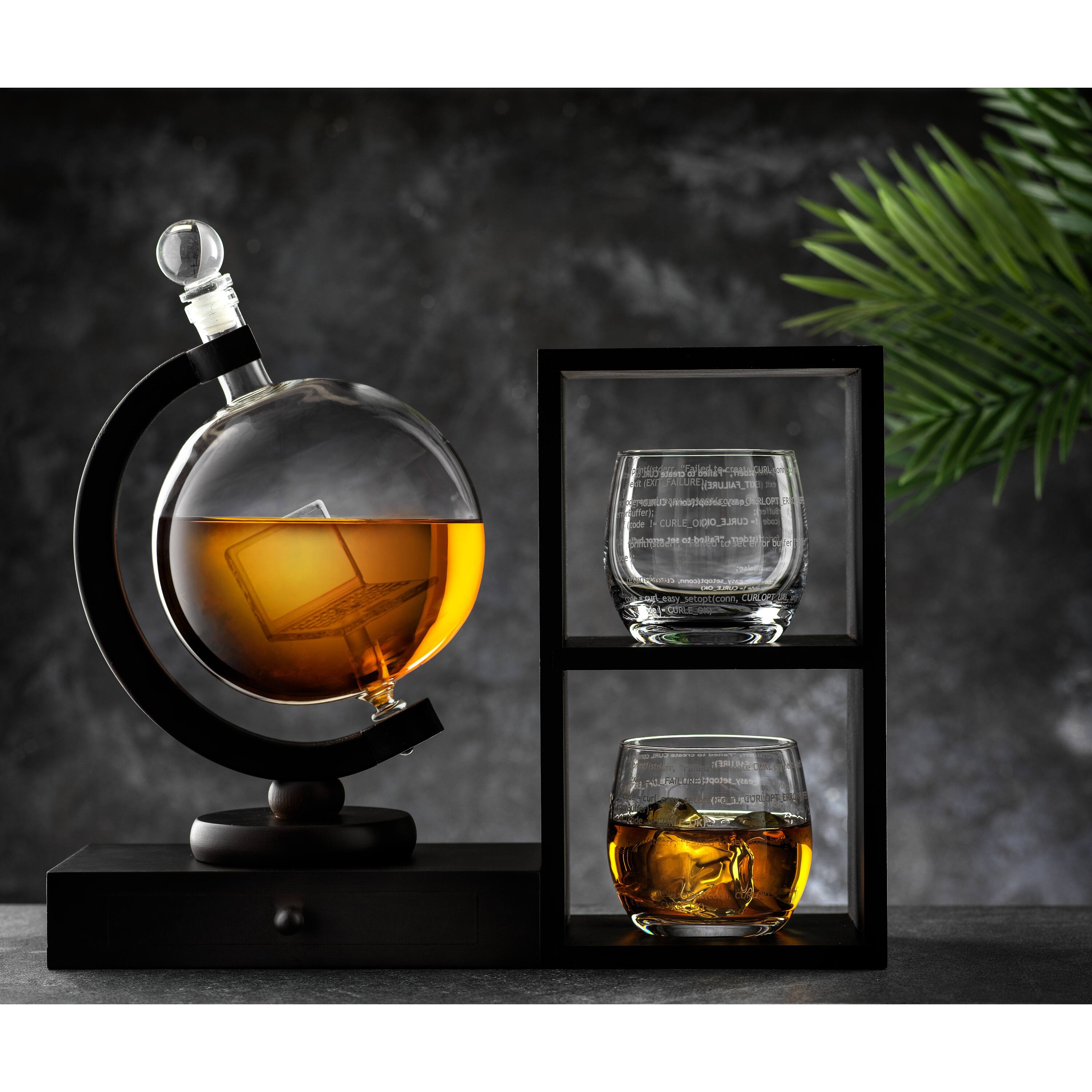 JoyJolt® Executive Computer 3-Piece Whiskey Decanter & Glasses Set