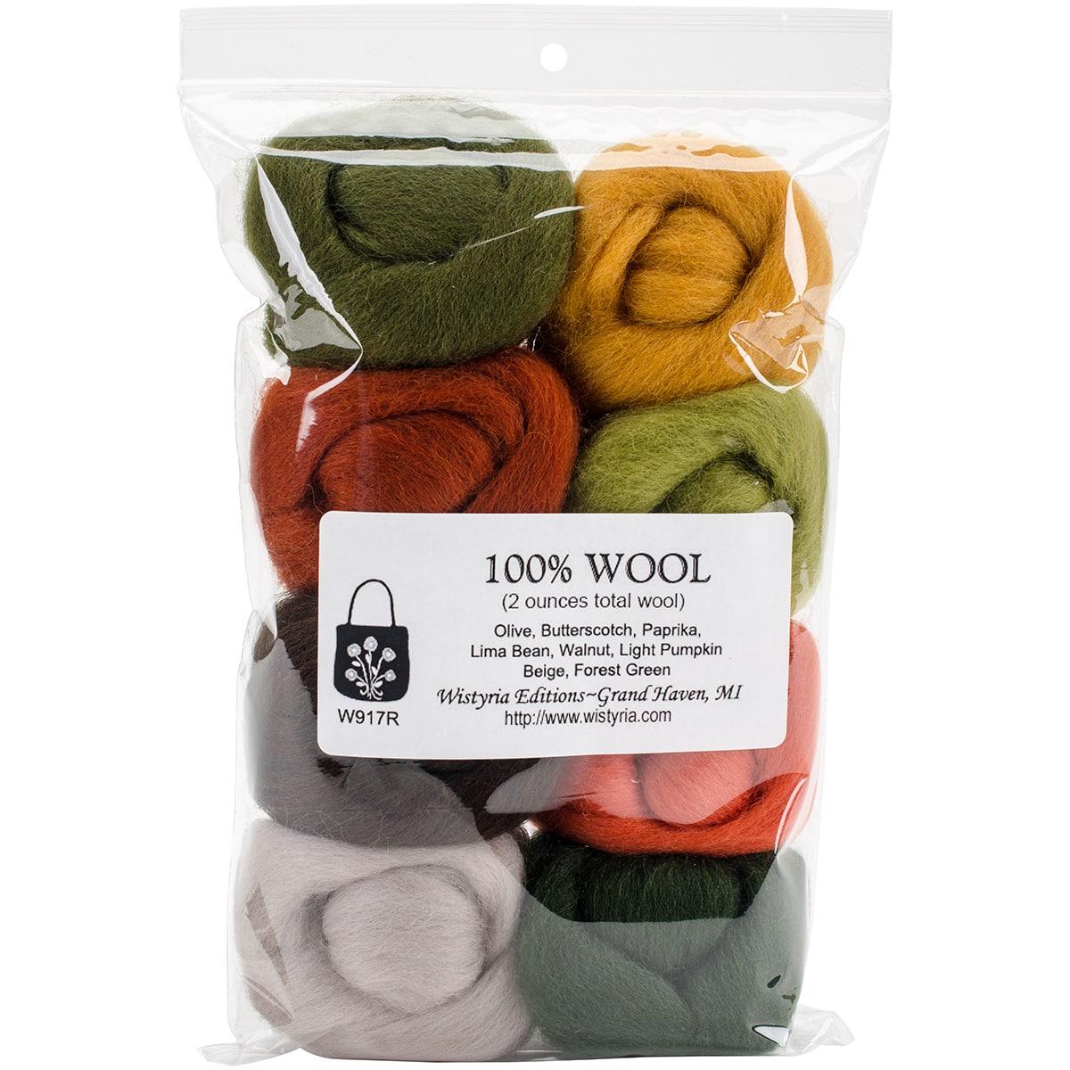 Wistyria Editions Pumpkin Patch Wool Roving Rolls, 2oz.