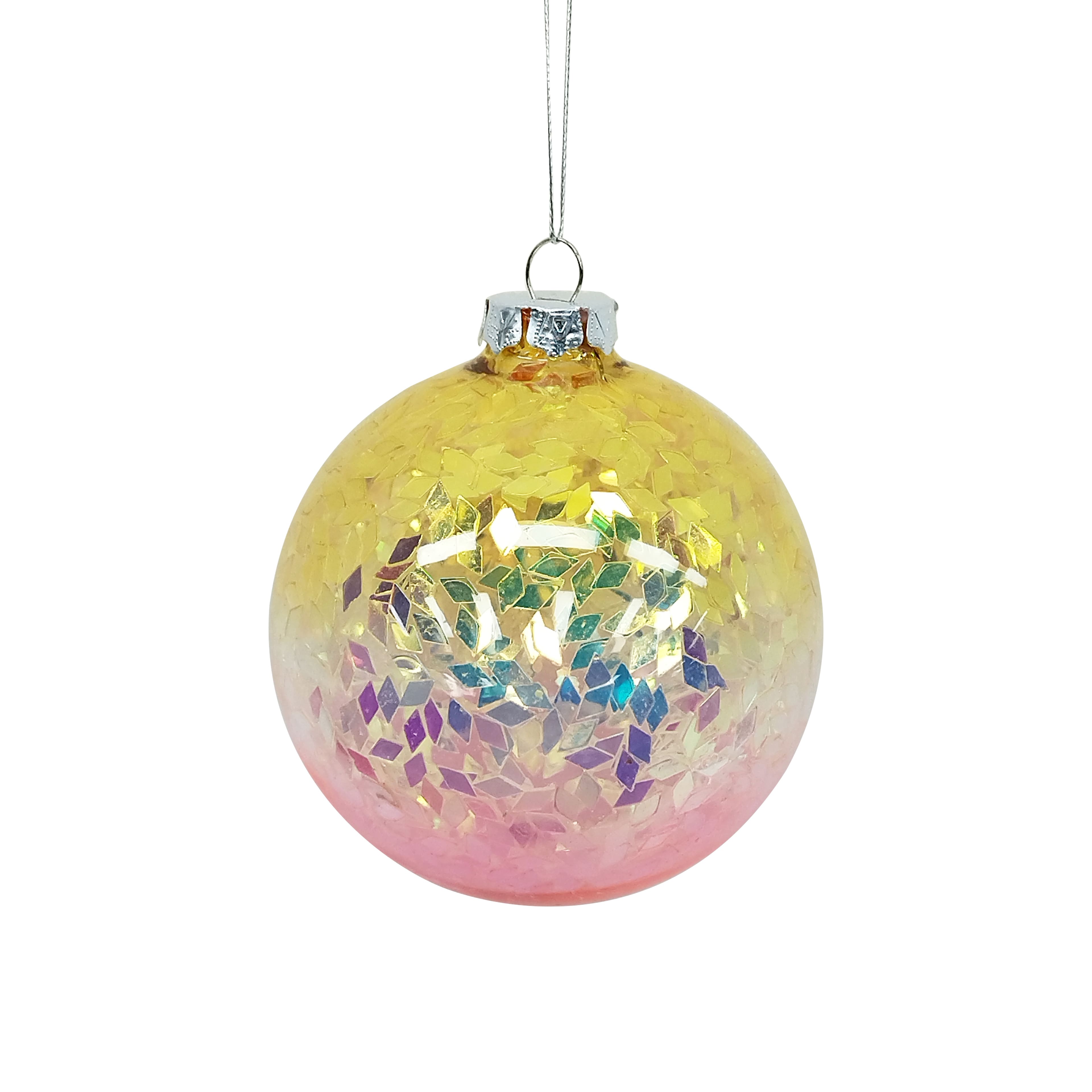 4&#x22; Yellow to Pink Ombre Glass Ornament by Ashland&#xAE;