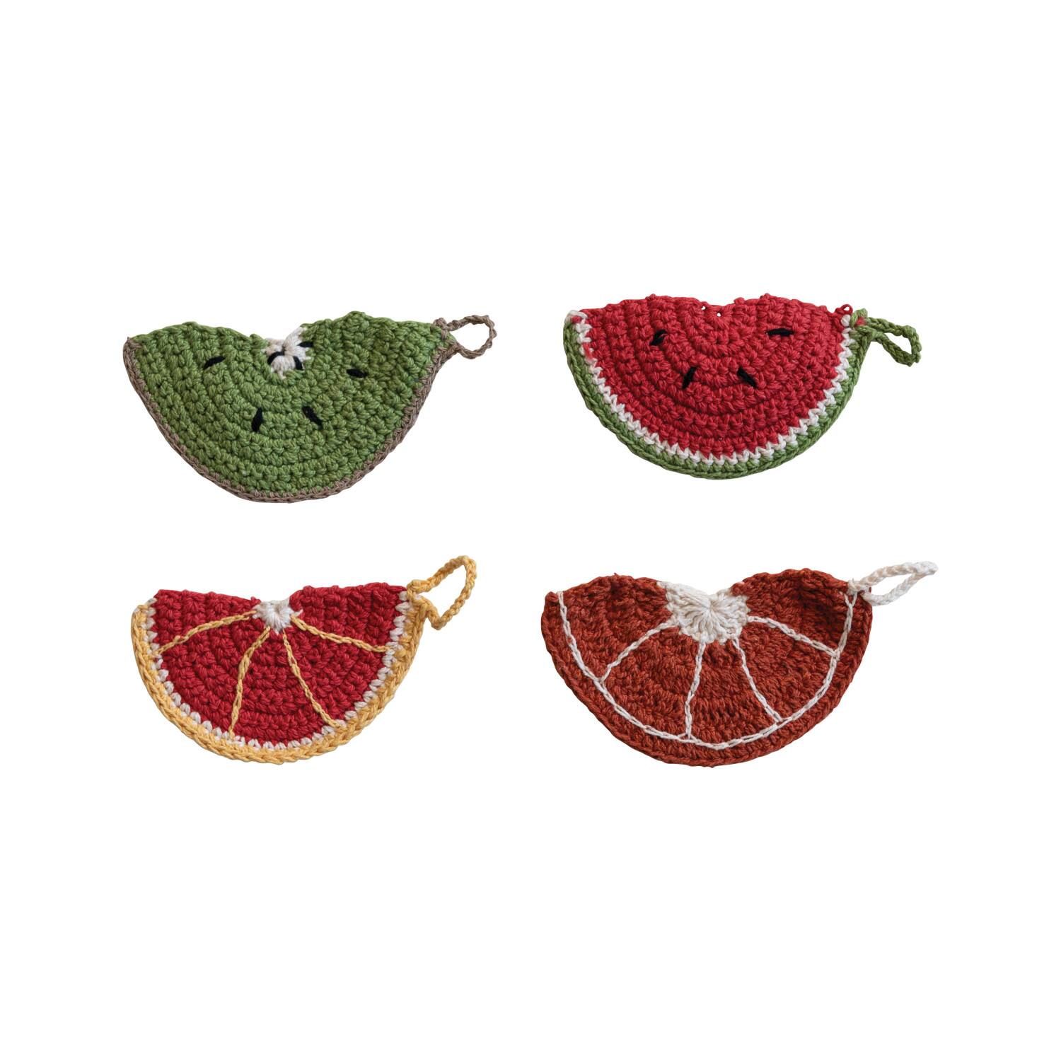 Hello Honey® Multicolor Cotton Crocheted Fruit Shape Dish Scrub Set, 4ct.