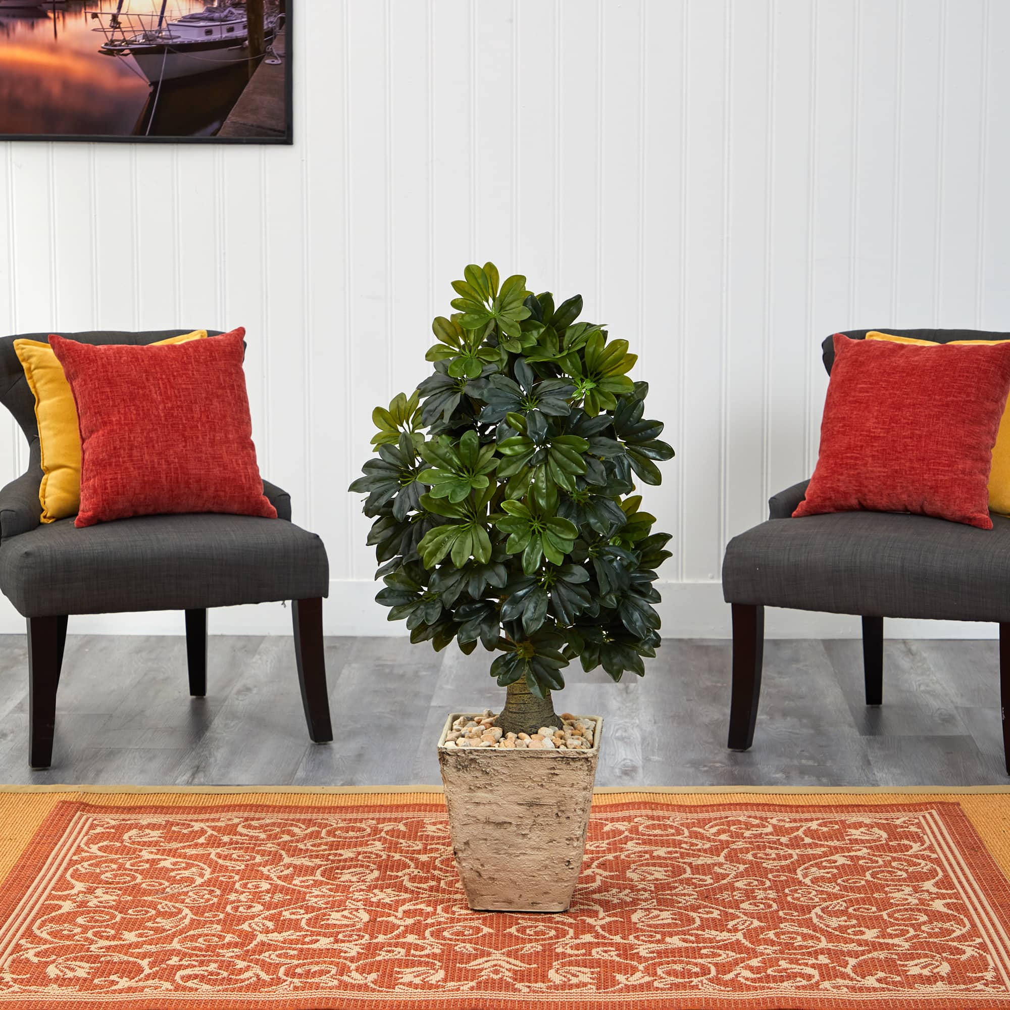 3.5ft. Umbrella Tree in Country White Planter