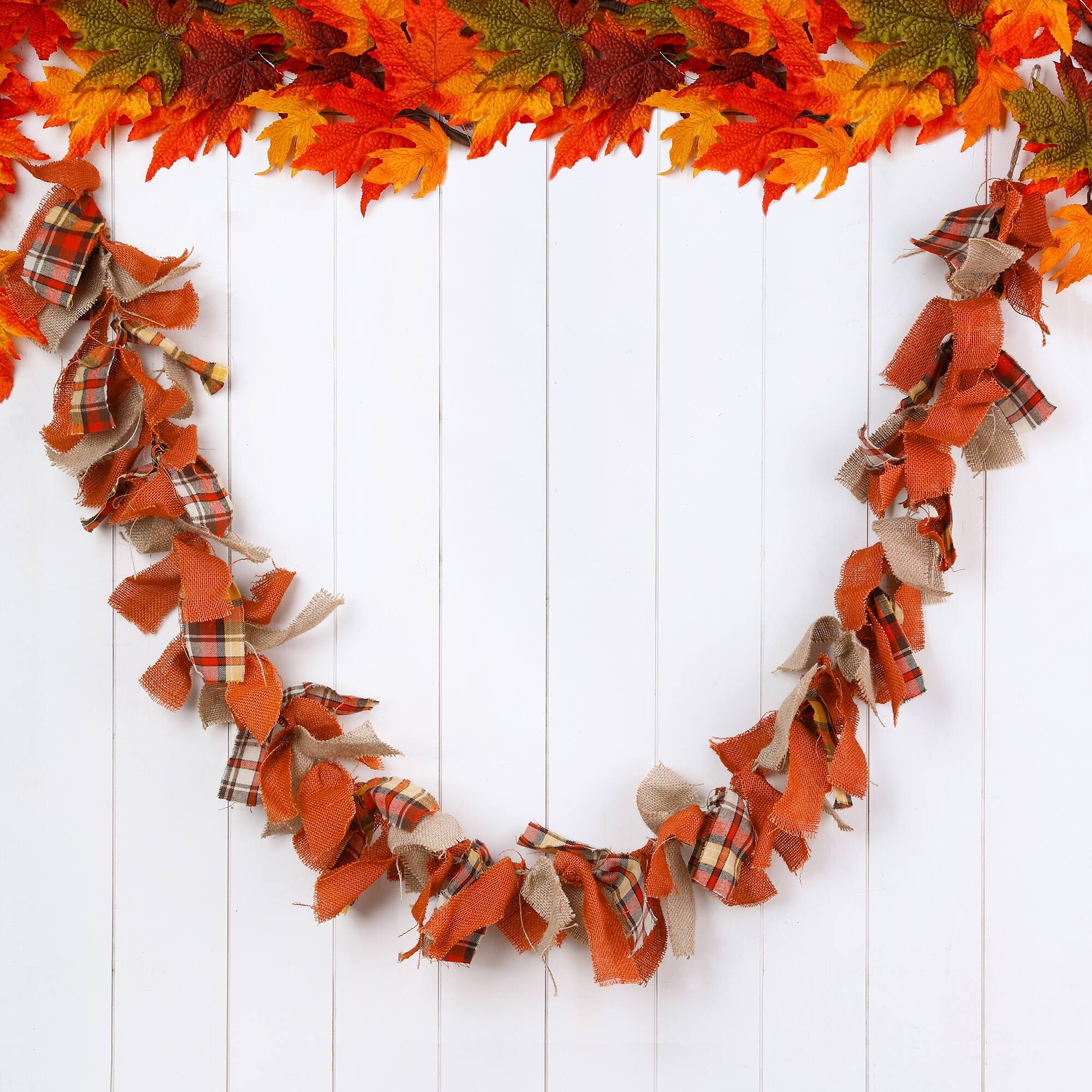 Glitzhome® 6ft. Fall Plaid Fabric Garland